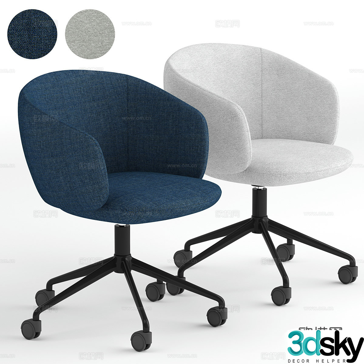 Leisure chair Computer chair Wheeled leisure chair 3d model