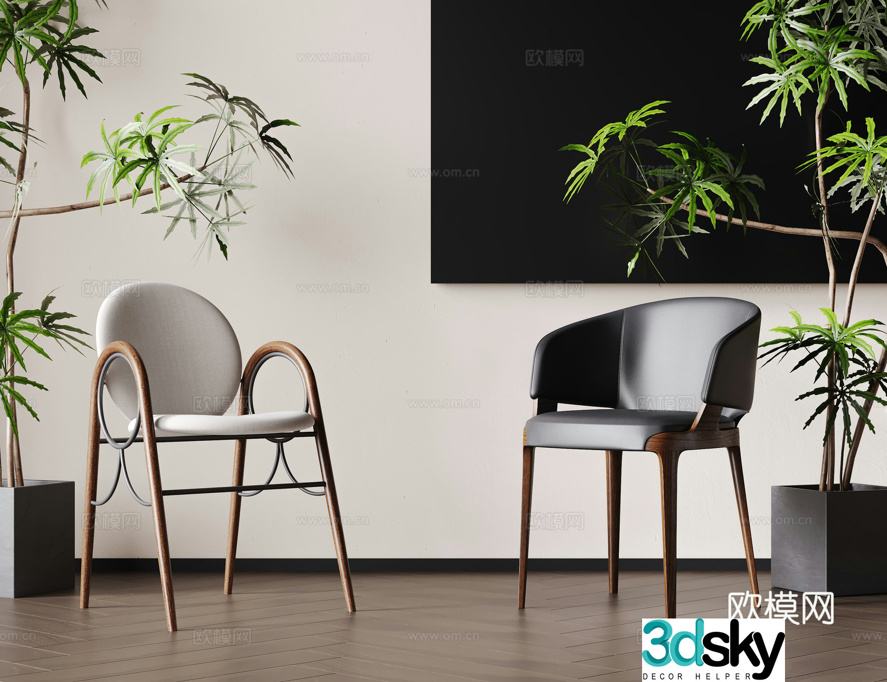 Medium style single chair dining chair book chair dressing chair 3d model