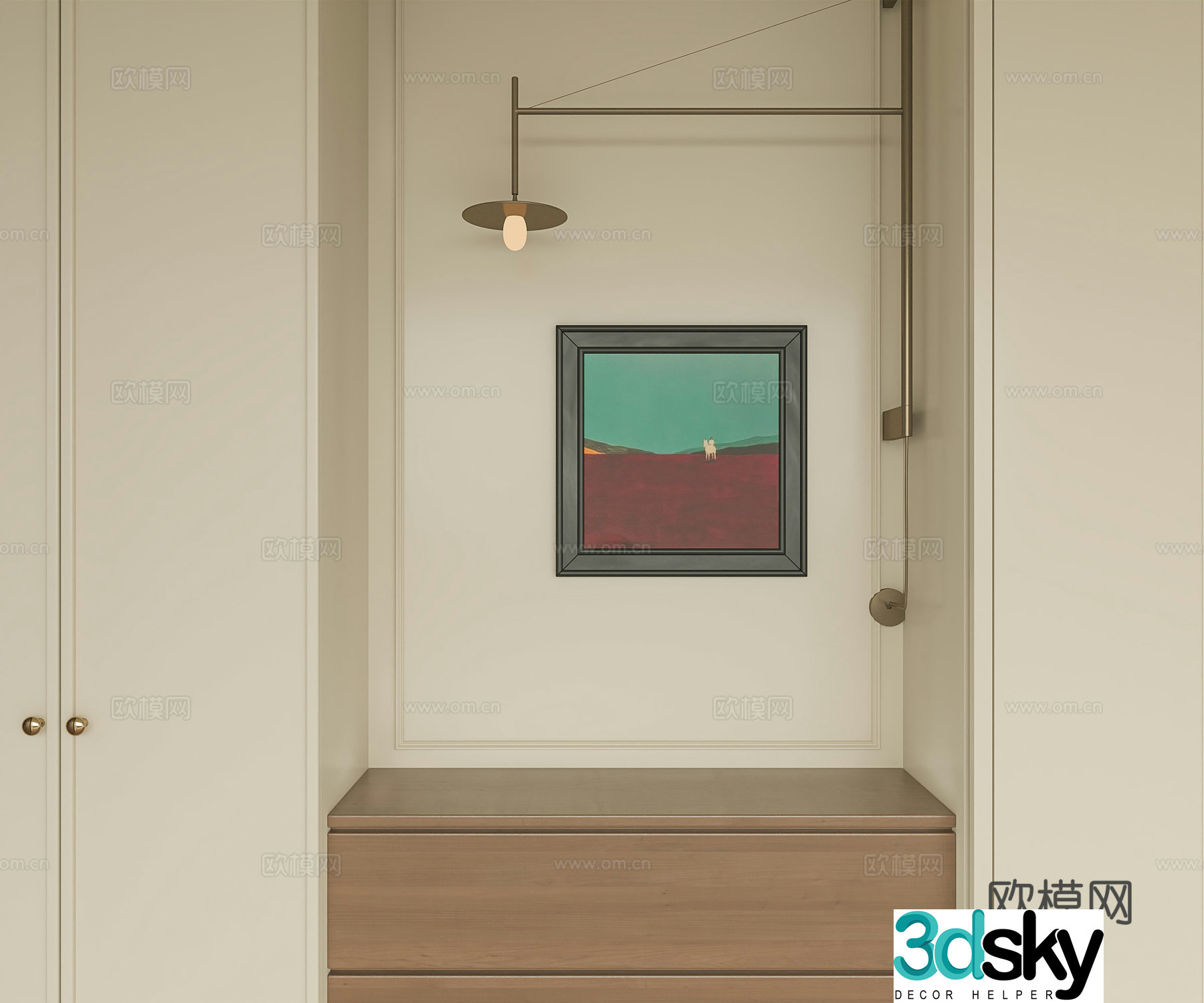 Medium vintage hanging painting 3d model
