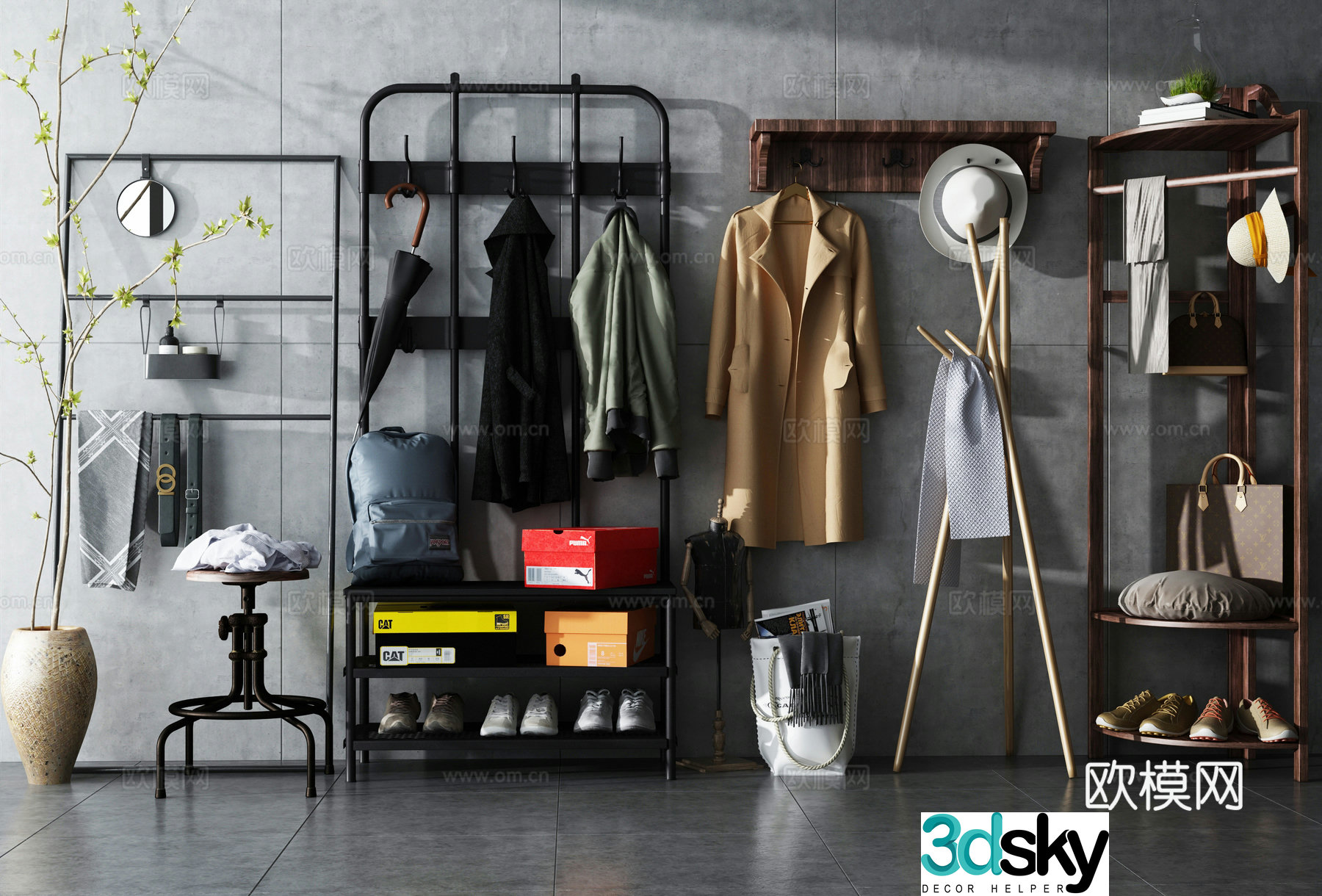 Nordic clothes hanger combination 3D model