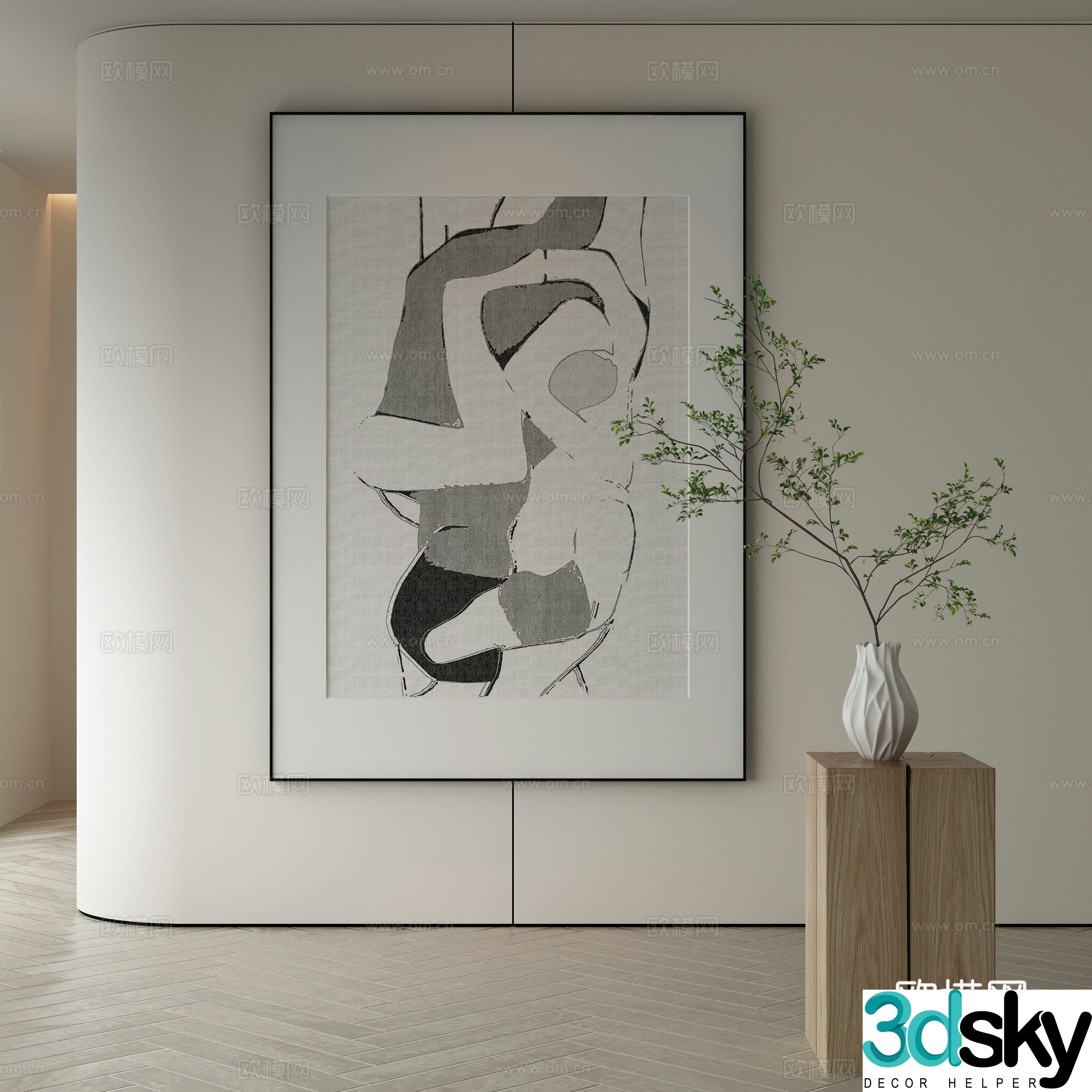 Modern Wasabi Hanging Painting Oil Painting 3D Model