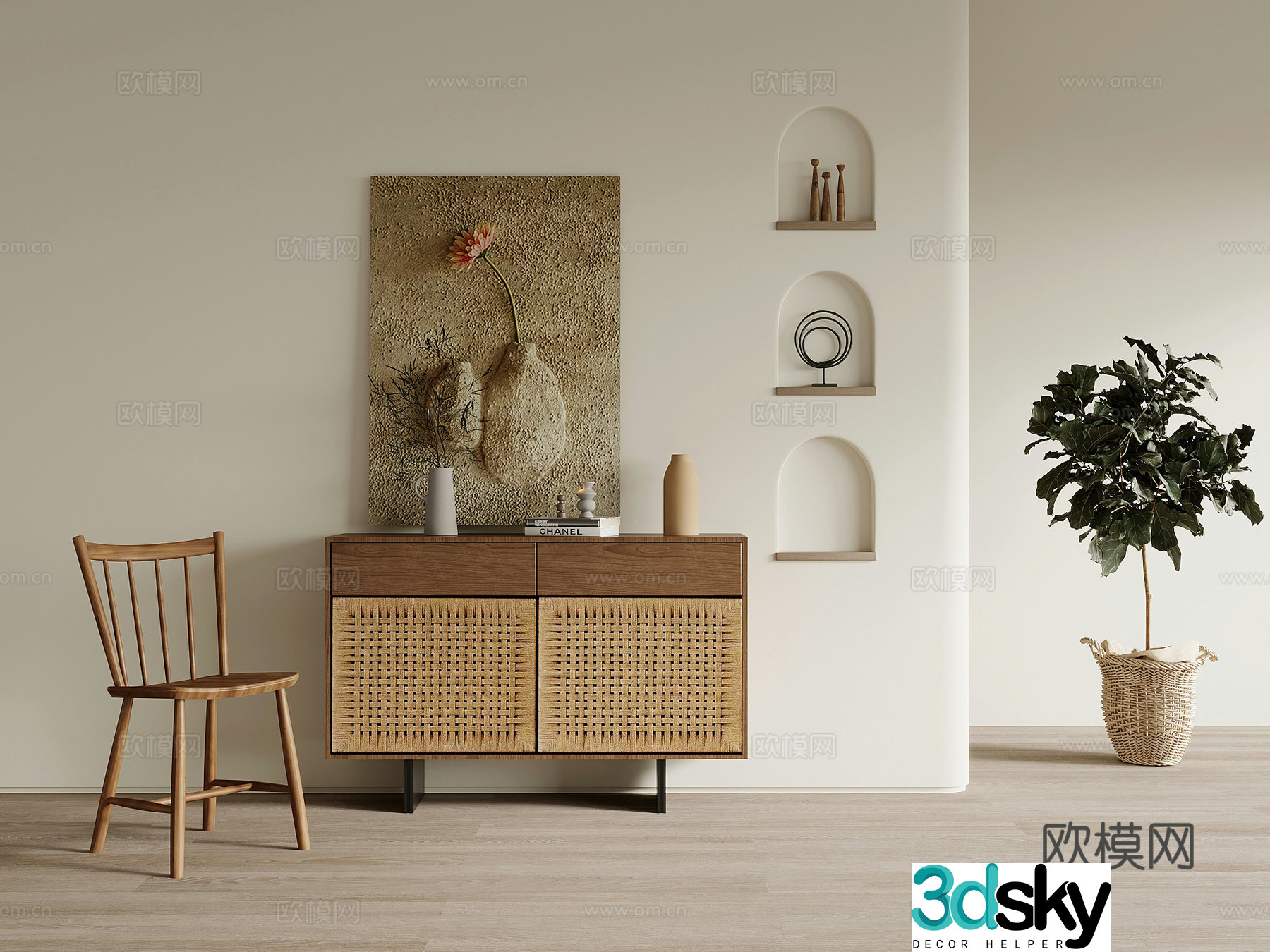 Entrance Cabinet Jijifeng Entrance Cabinet Leisure Chair Jewelry Ornaments 3D Model