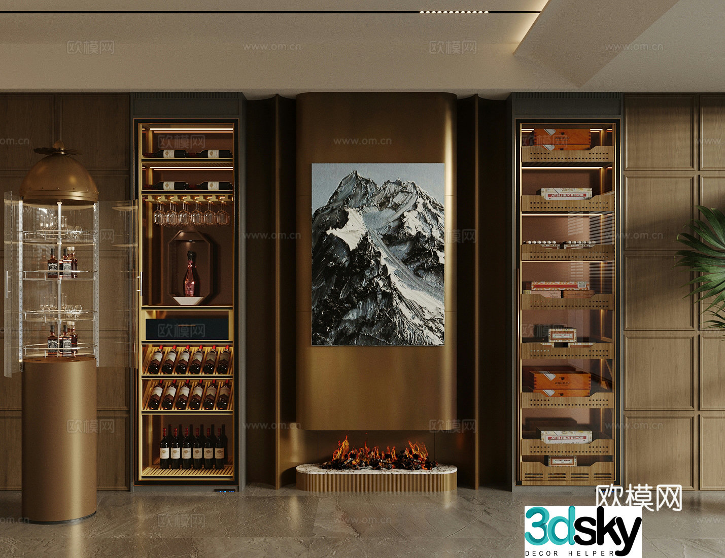 Modern Italian wine cabinet light luxury Italian wine cabinet red wine cabinet glass wine cabinet constant temperature wine cabinet wine bottle 3D model