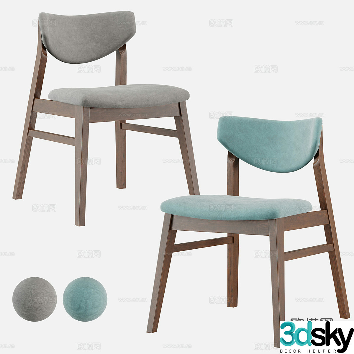 New Chinese style wooden single chair 3D model