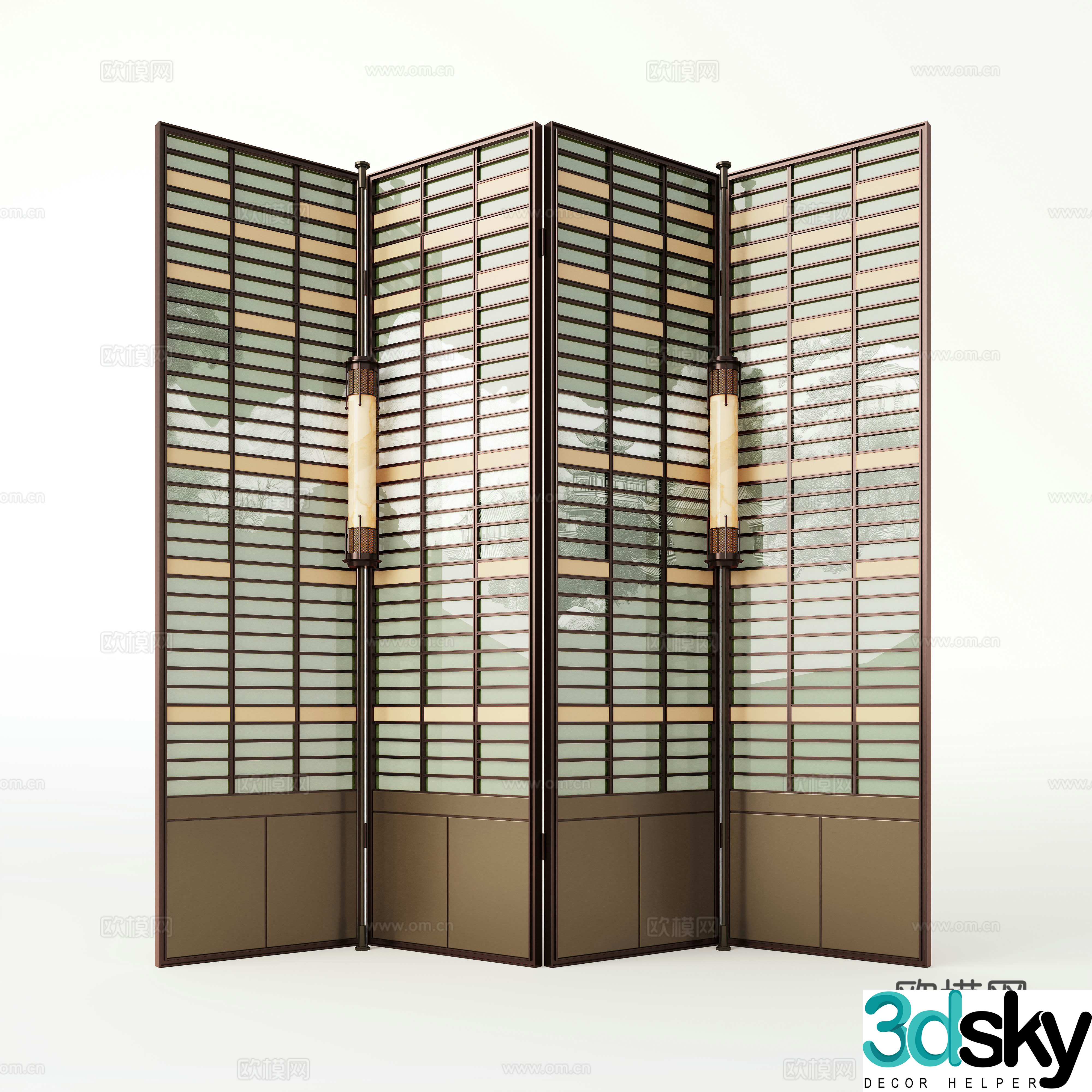 New Chinese-style screen partition Metal screen Folding screen Italian-style screen 3D model