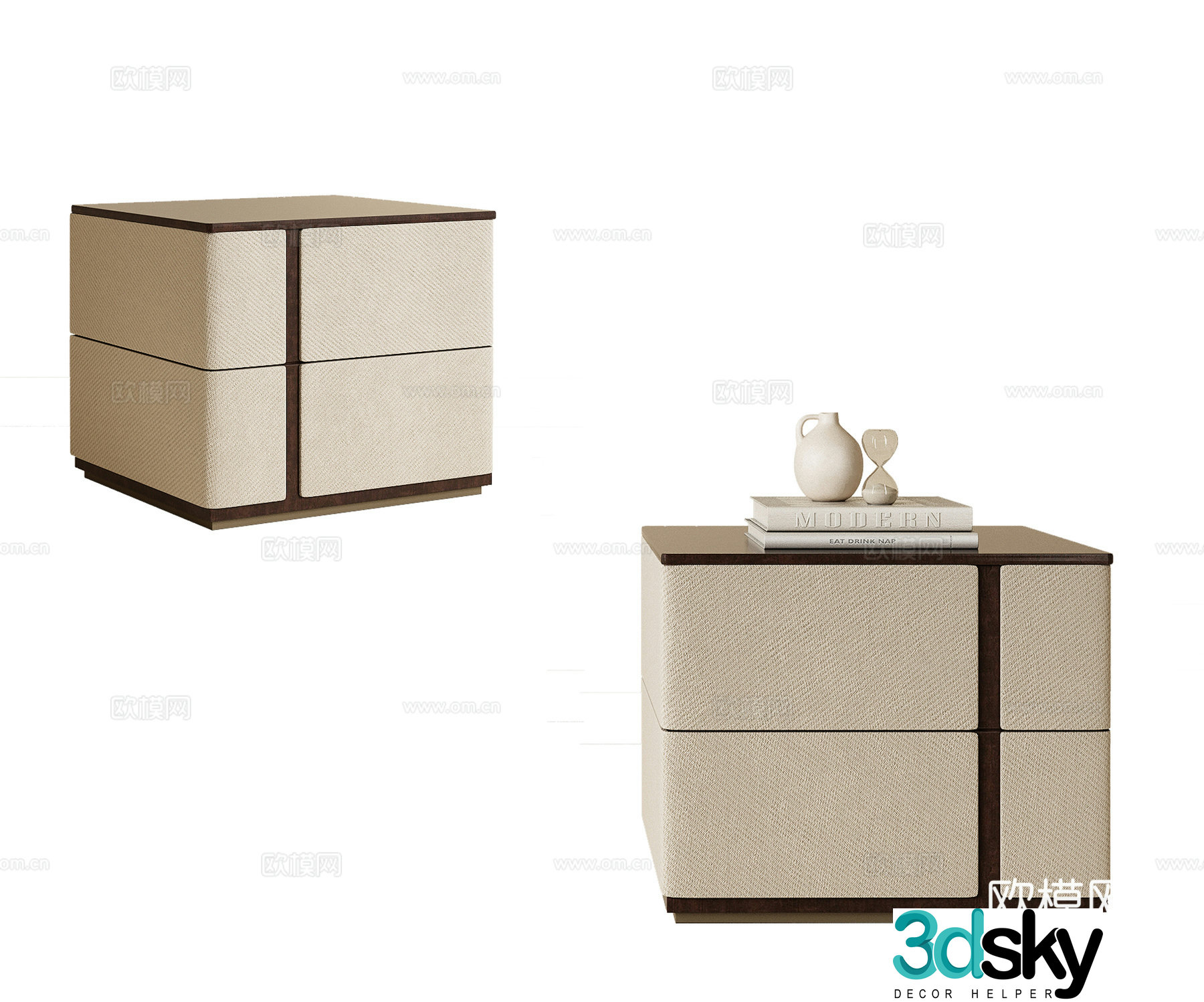 Modern light luxury bedside table retro bedside table finished bedside table square bedside table side table 3D model