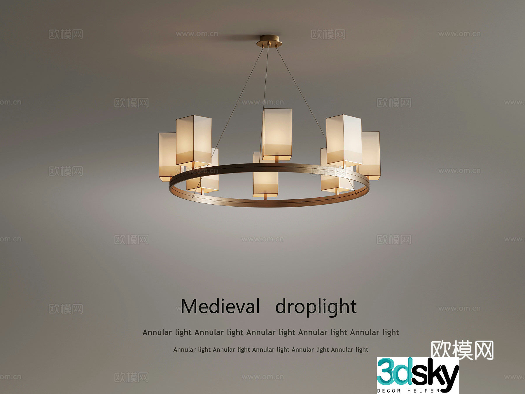 Chandelier New Chinese Chandelier Multi-head Chandelier Metal Chandelier 3D Model