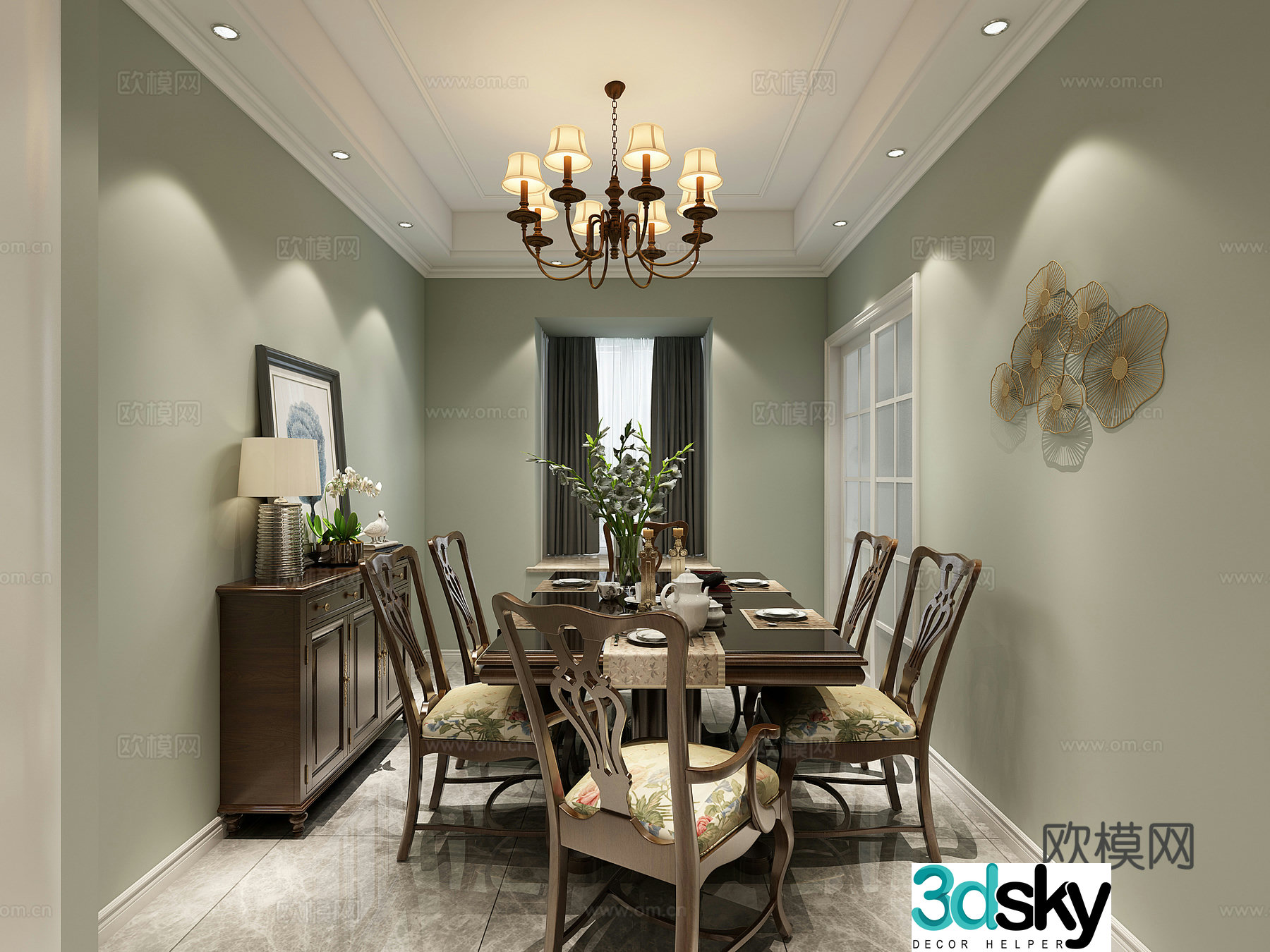 Jianmei Living and Dining Table and Chairs Chandelier Dining Table and Chairs Pendant 3D Model