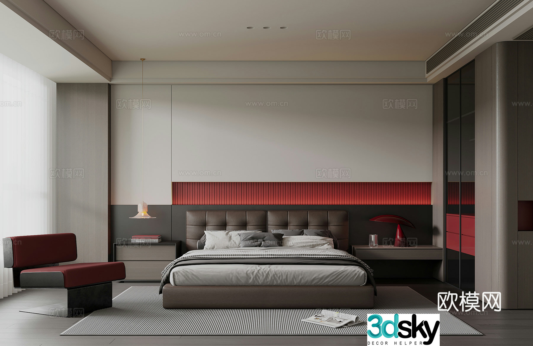 Italian bedroom modern bedroom master bedroom bedroom 3d model