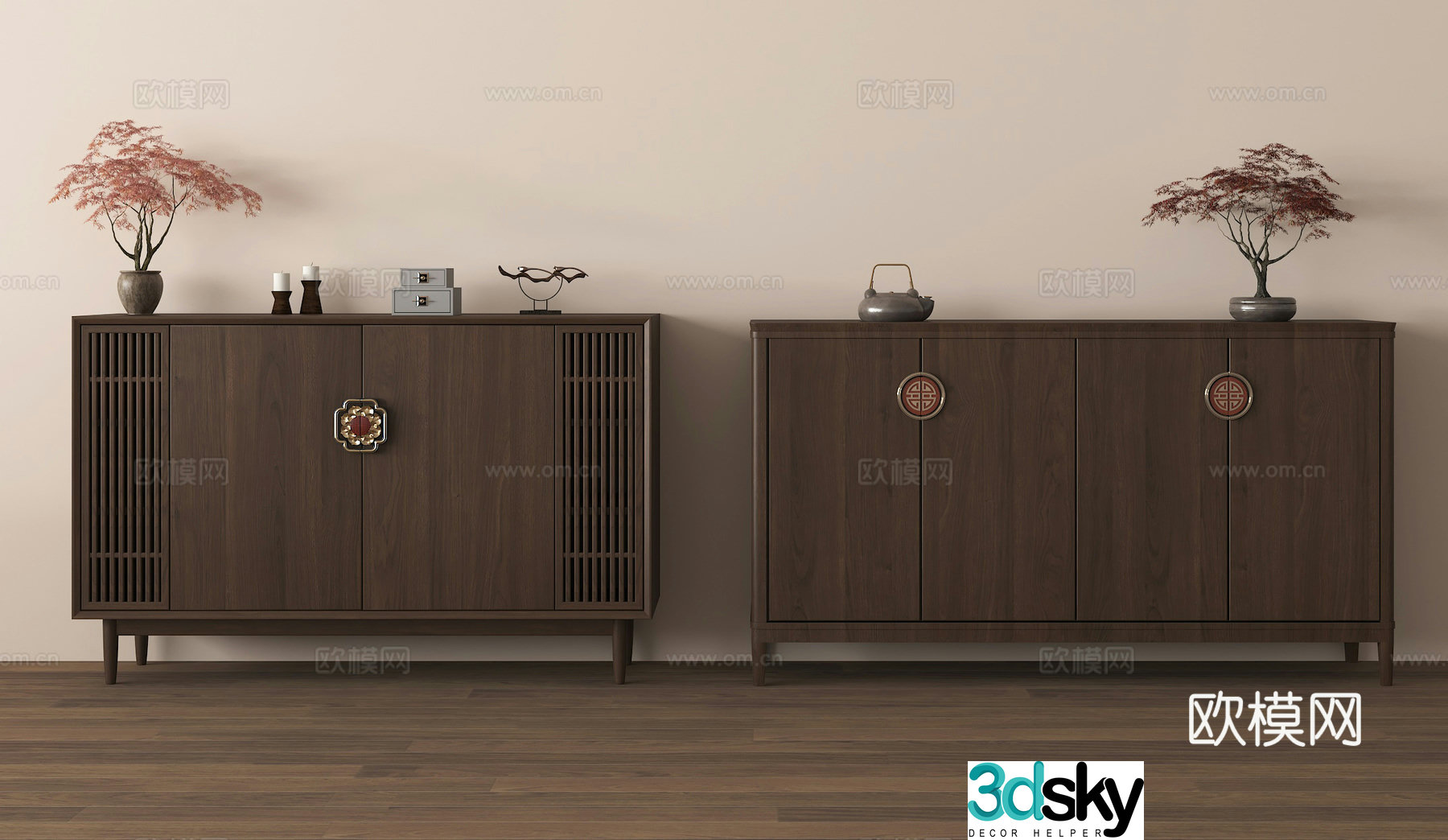Entrance cabinet chest of drawers side cabinet storage cabinet floral vase ornamental accessories 3D model