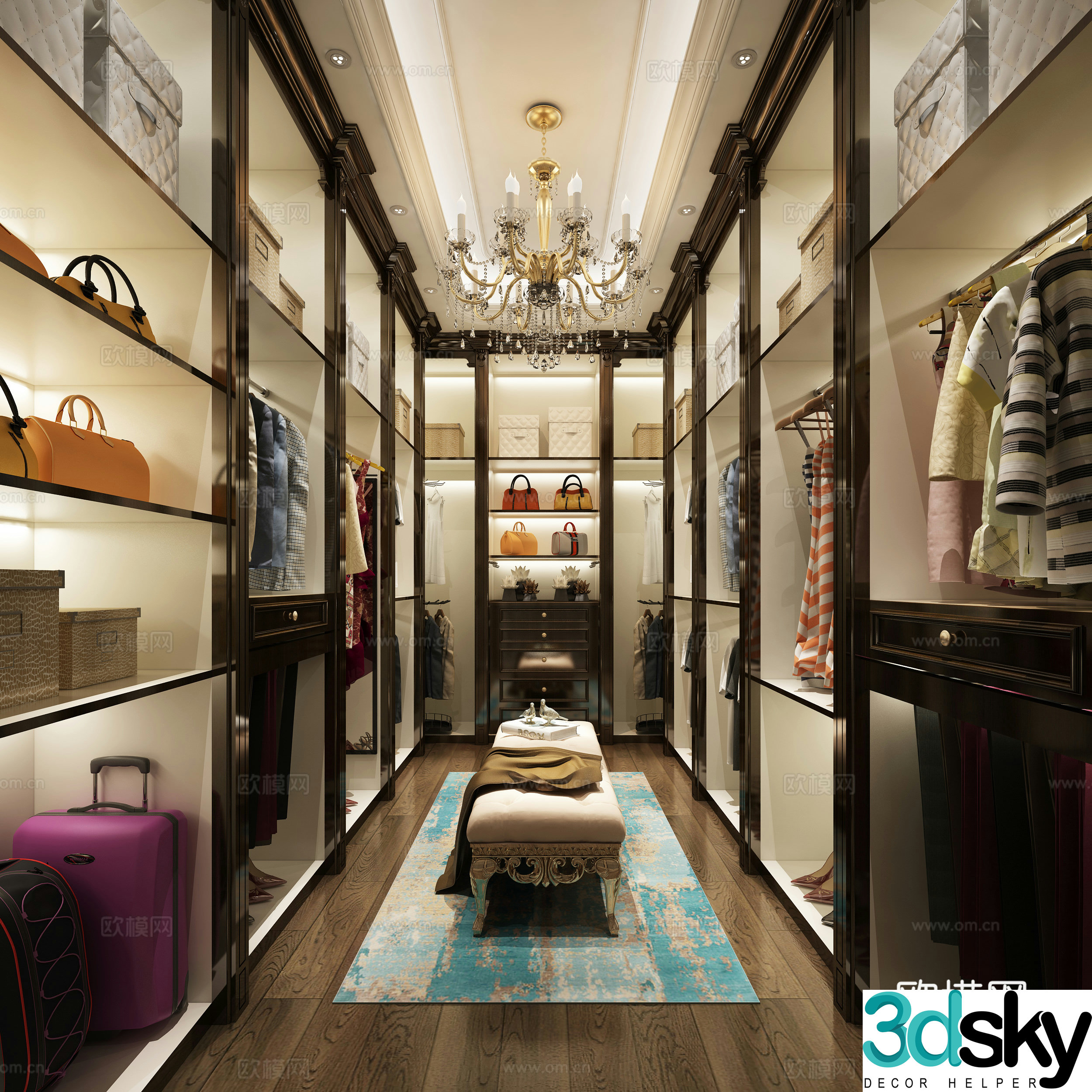 European style cloakroom wardrobe 3d model