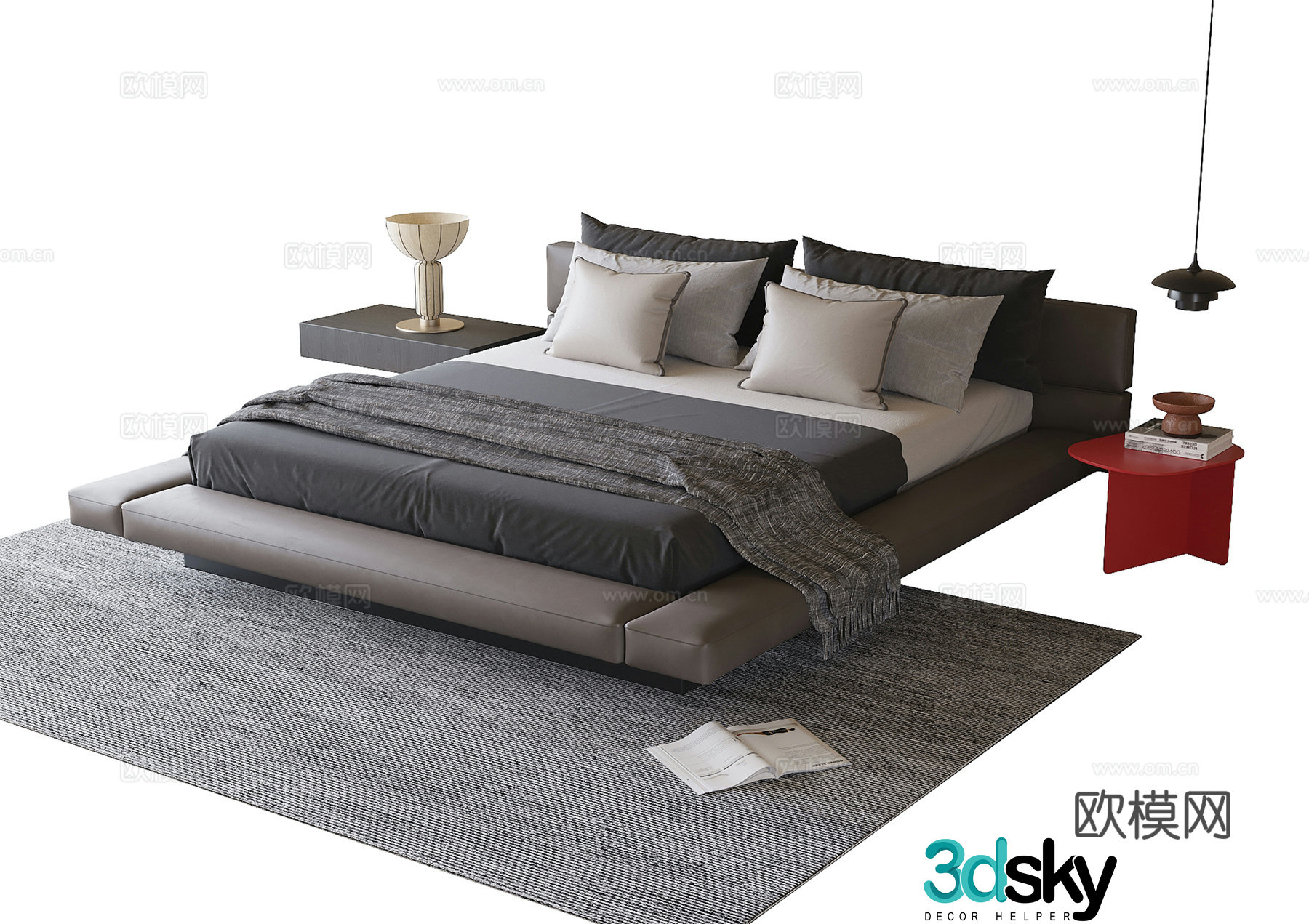 Modern double bed 3d model