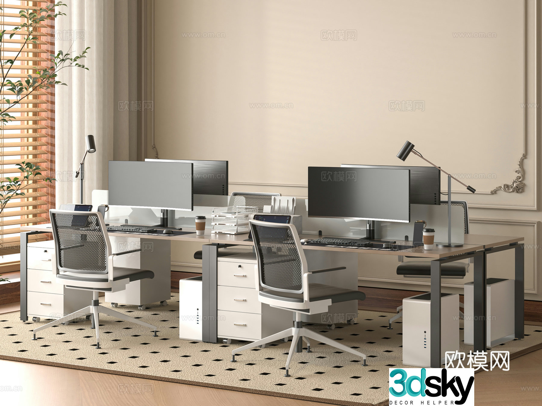 Modern office desk 3d model