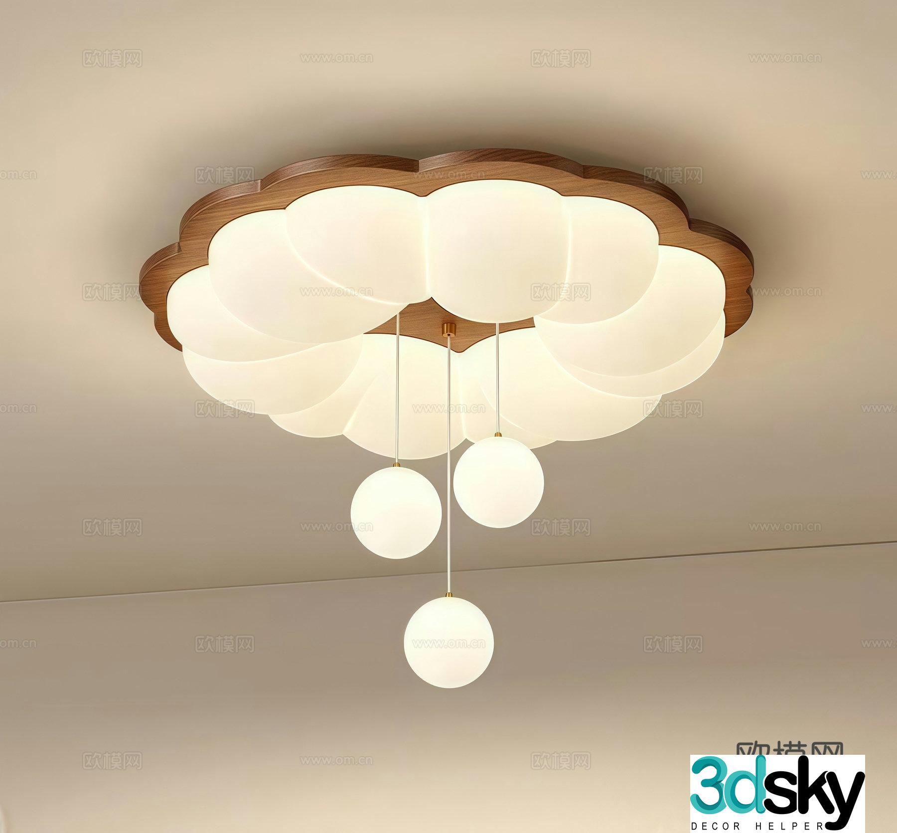 Middle-aged ceiling lamp decorative lamp 3d model