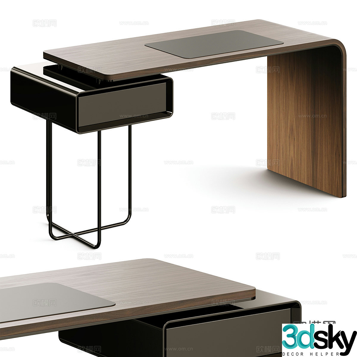 Modern Italian minimalist desk office desk 3d model