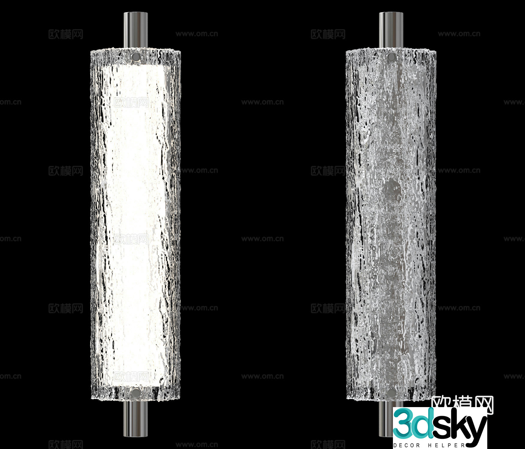Long strip wall lamp glass wall lamp 3d model