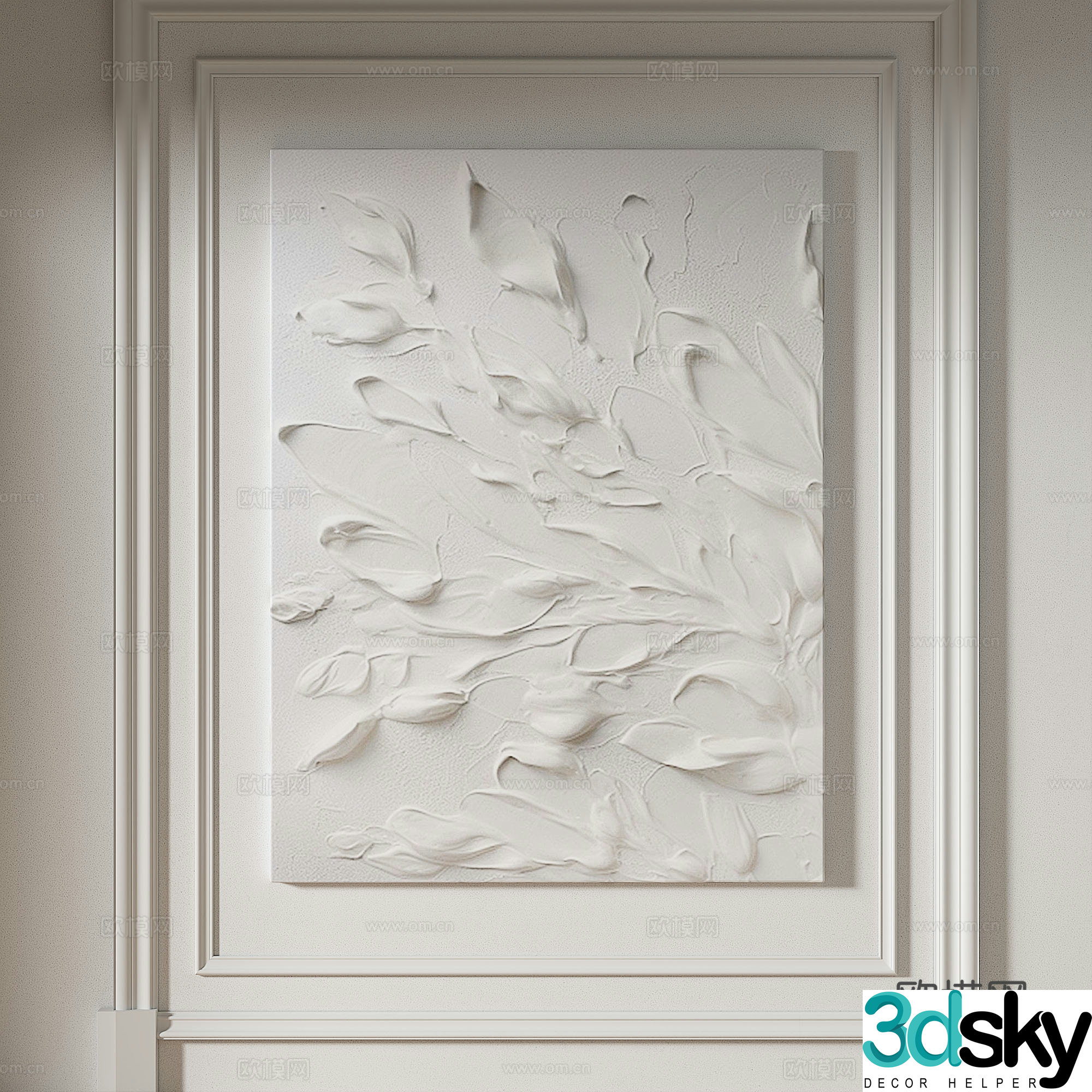 Modern simple texture abstract light luxury wasabi three-dimensional decorative painting 3d model