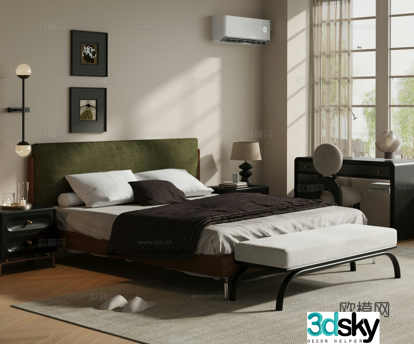 Retro medieval double bed medieval style double bed fabric bed medieval style bedroom bed master bedroom bed 3D model