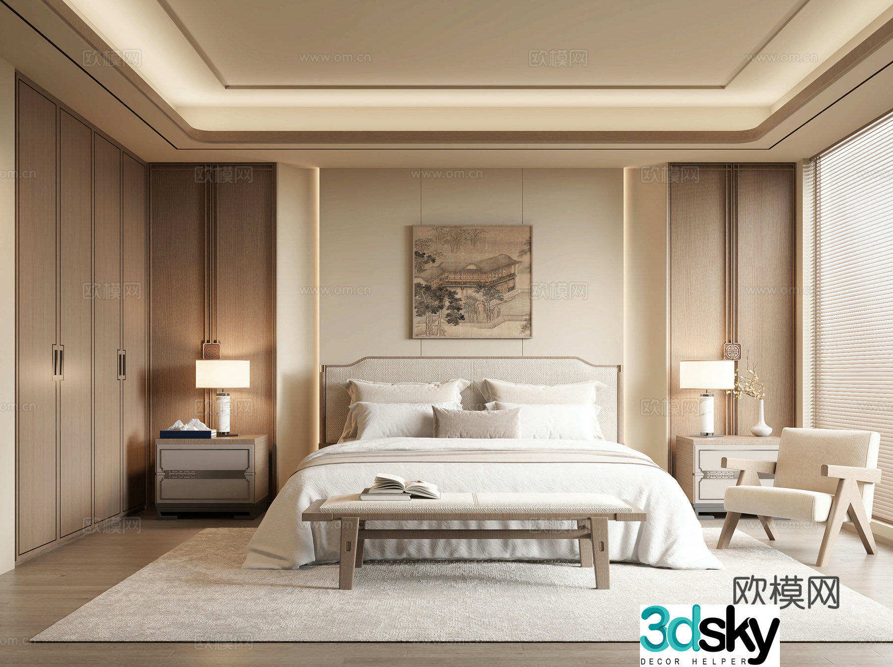 New Chinese bedroom 3D model