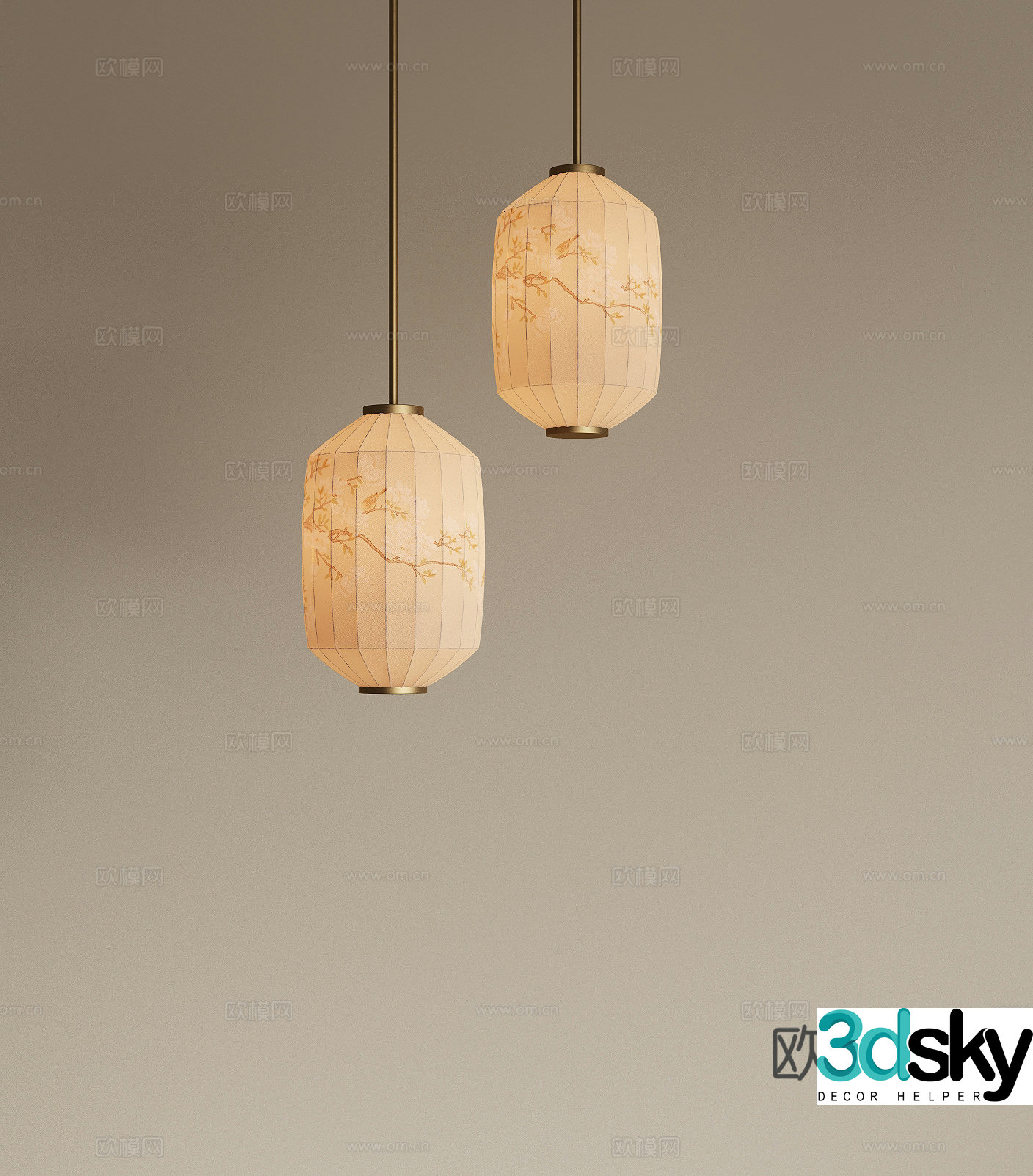 New Chinese Zen Chandelier Lantern Metal Chandelier Restaurant Chandelier Bedside Chandelier Bar Chandelier 3D Model