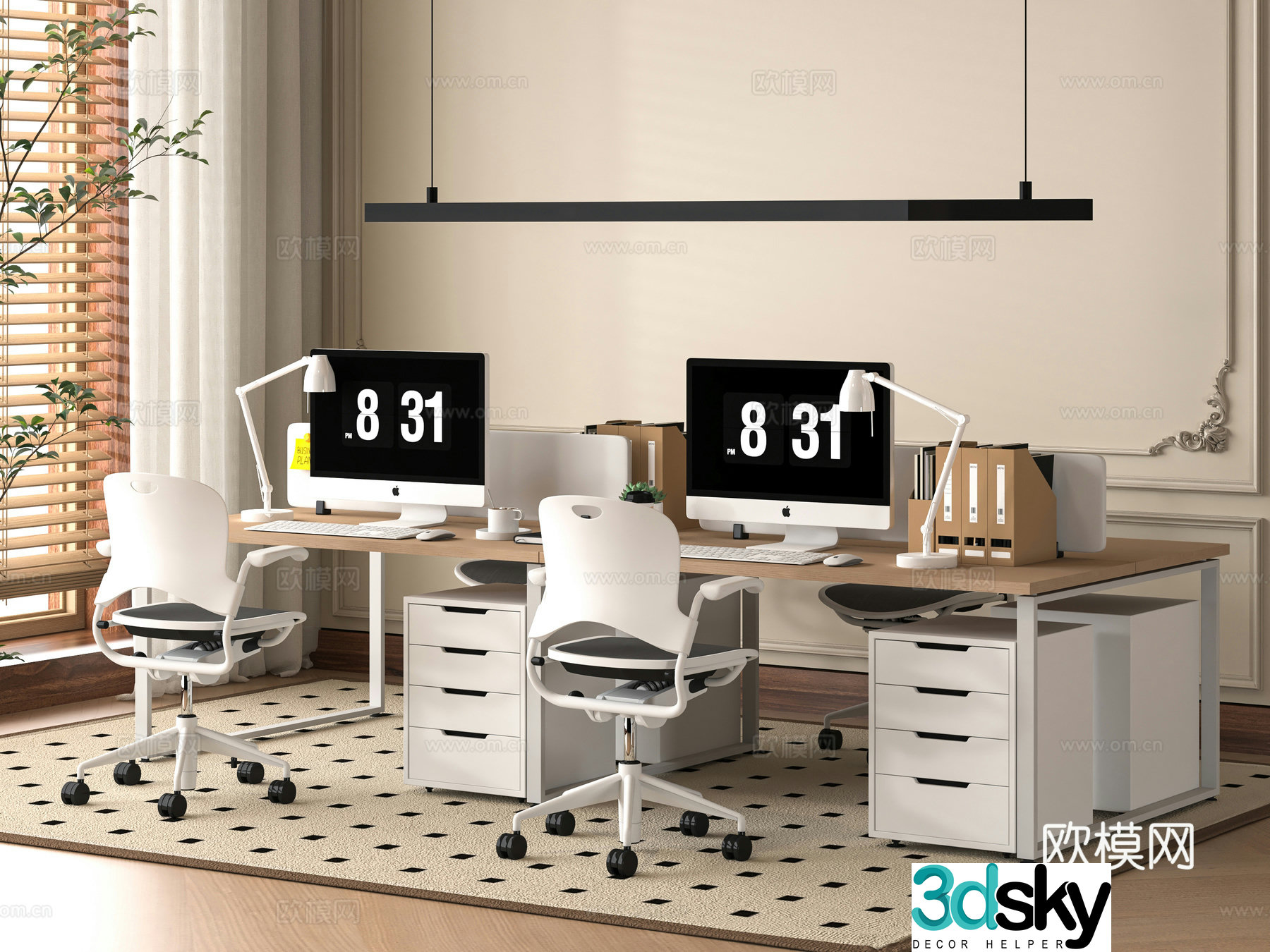 Modern office desk 3d model