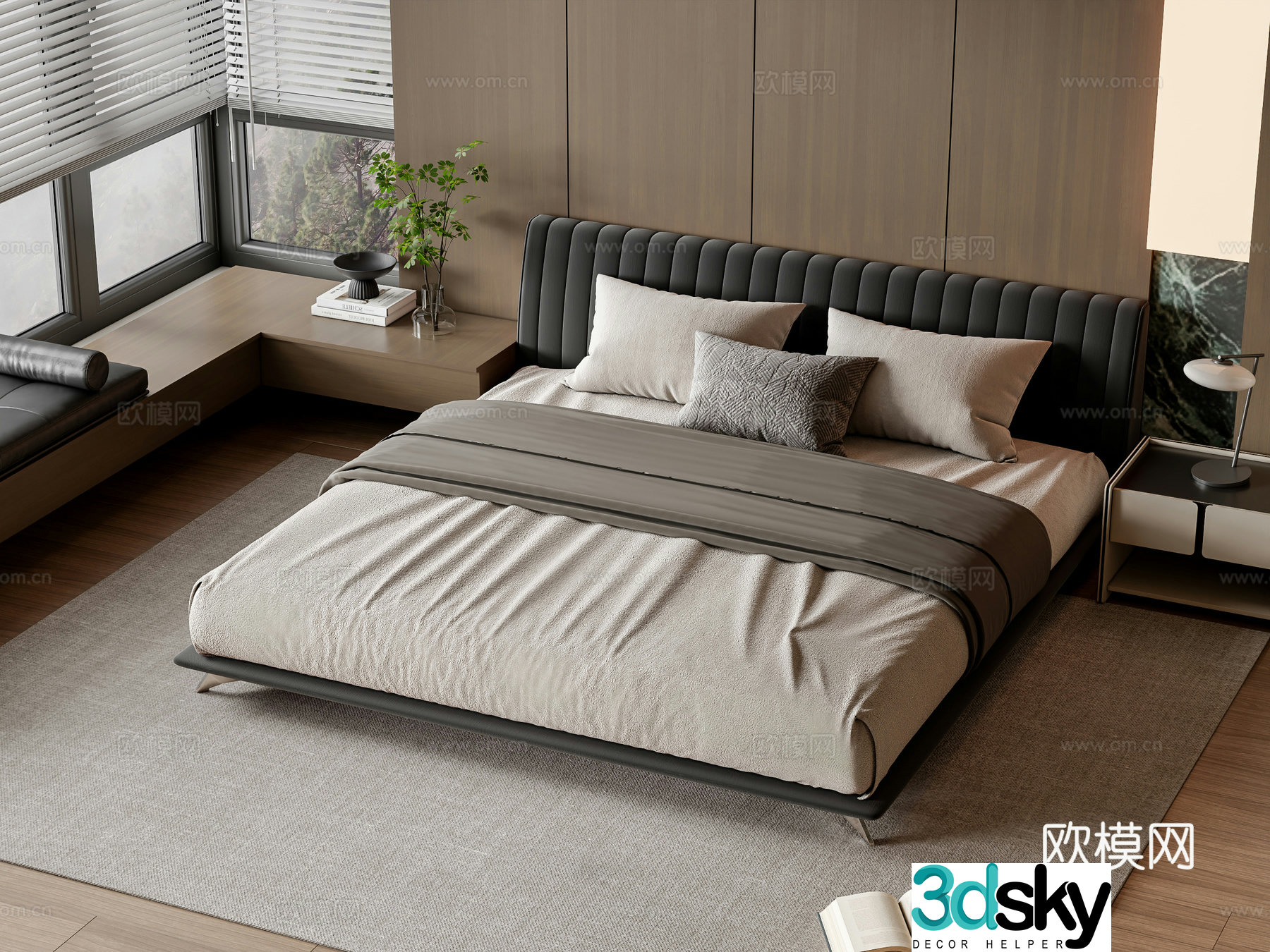 Modern double bed 3d model