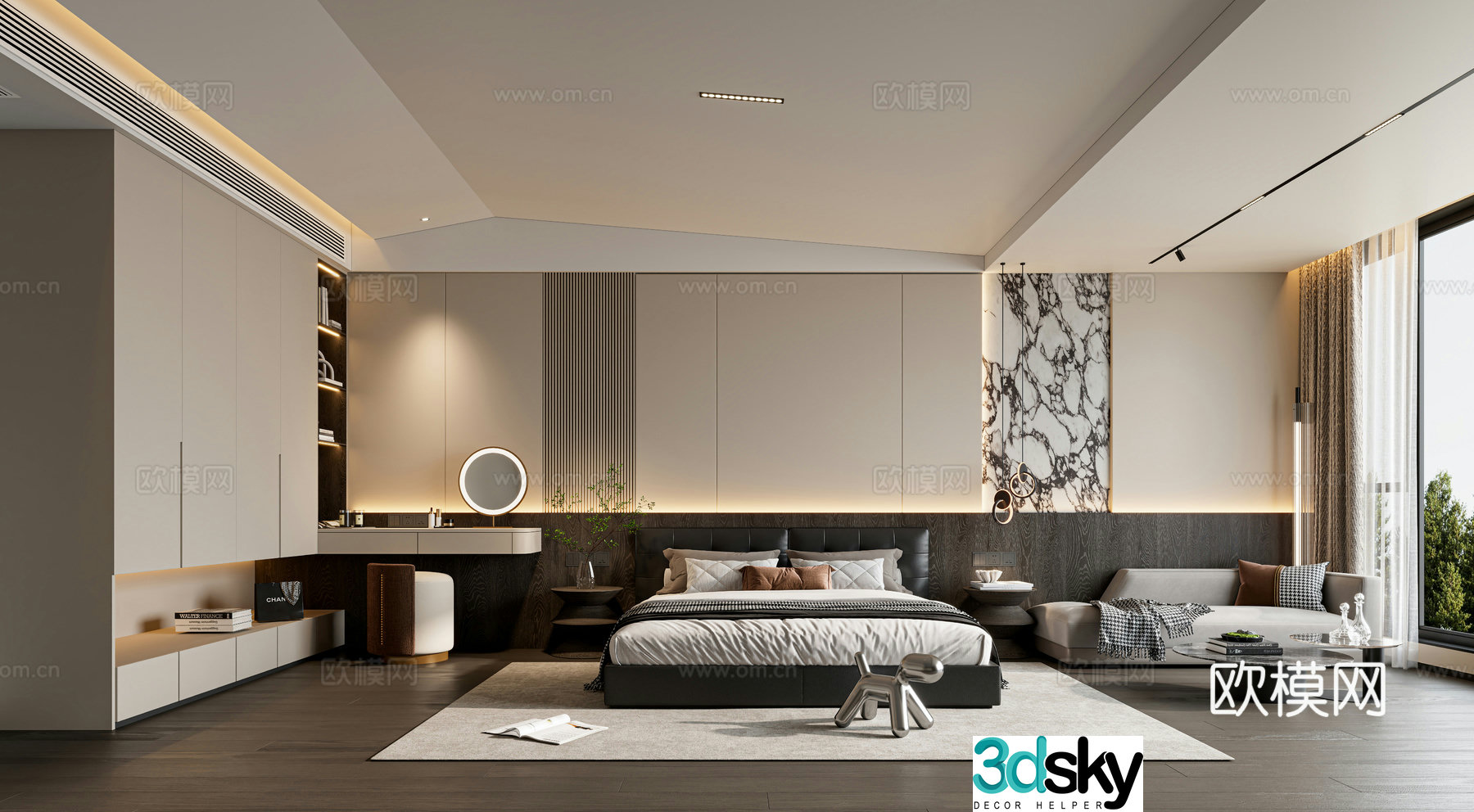 Modern Italian master bedroom 3d model