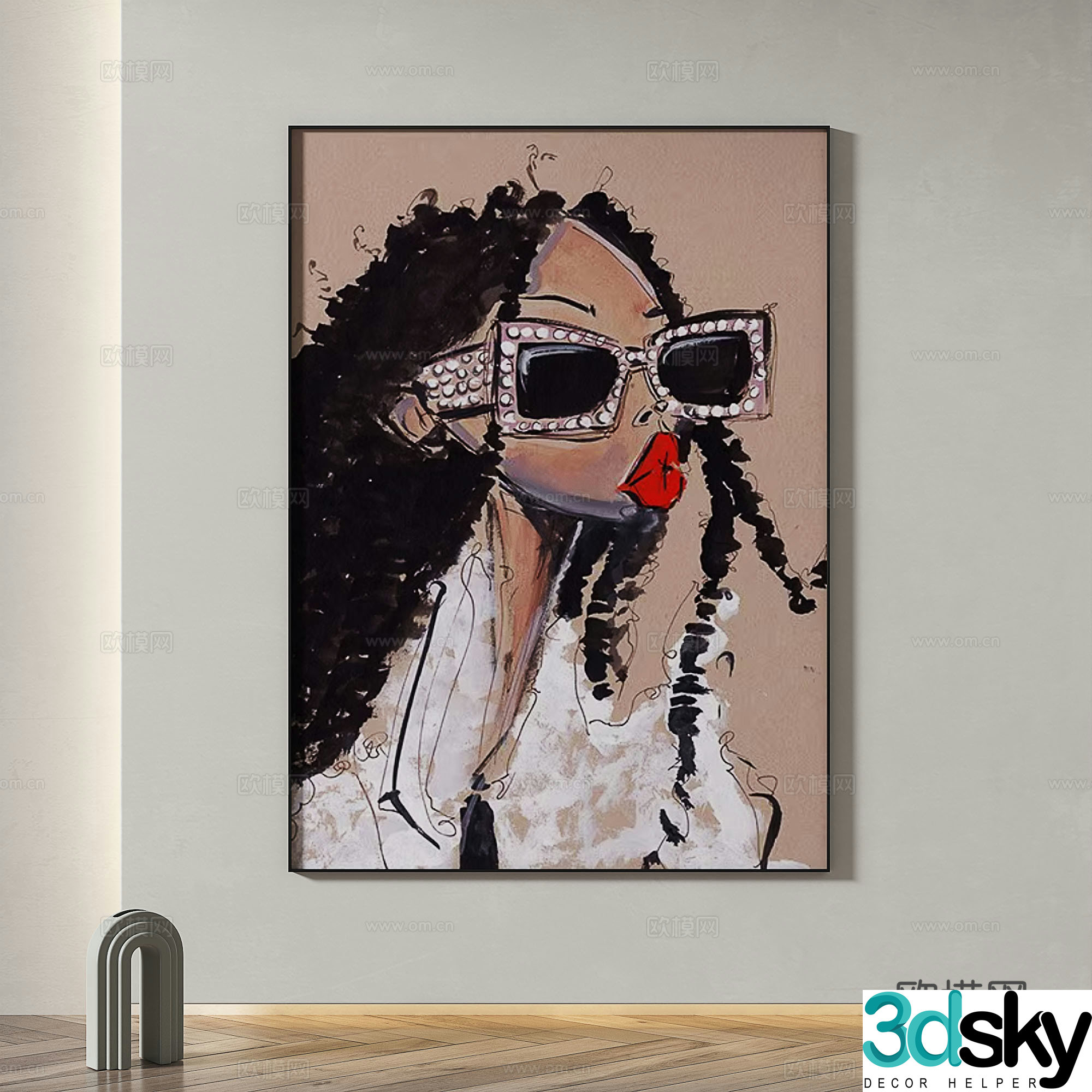 Modern minimalist abstract decorative painting 3d model