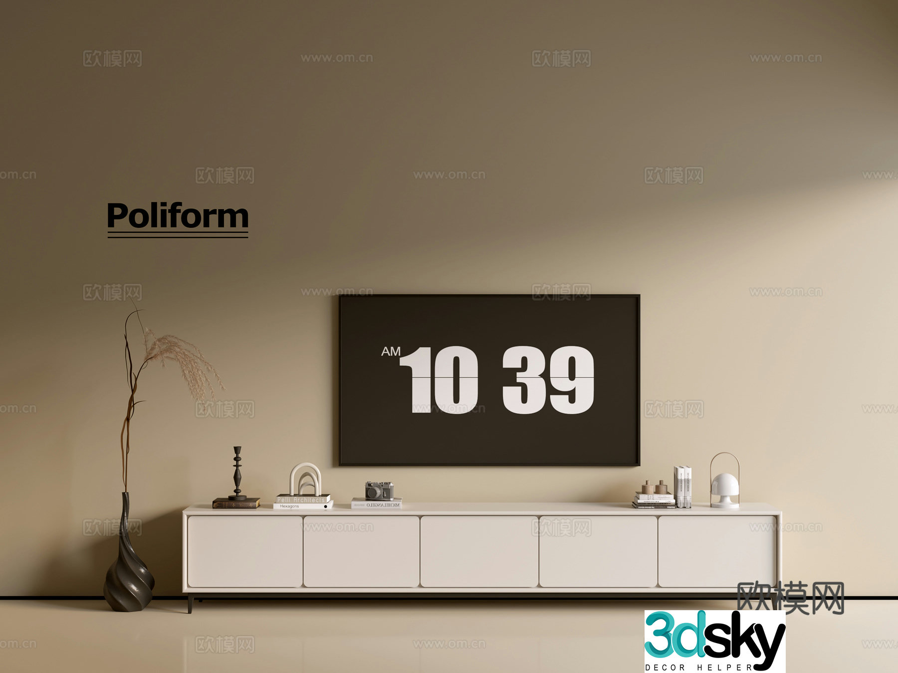 Modern cream-air TV cabinet chest of cabinets ins-style minimalist wind cabinet whole cabinet sideboard 3D model