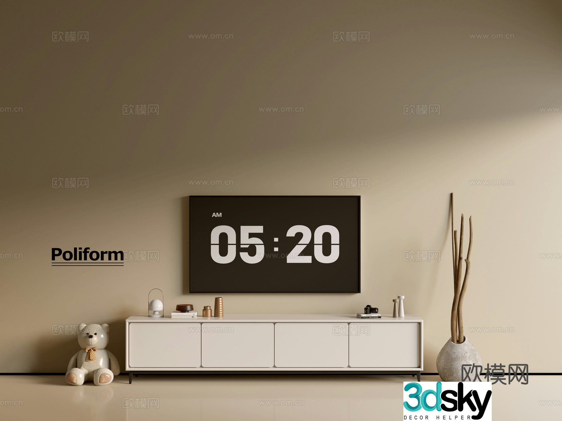 Modern cream-air TV cabinet chest of cabinets ins-style minimalist wind cabinet whole cabinet sideboard 3D model