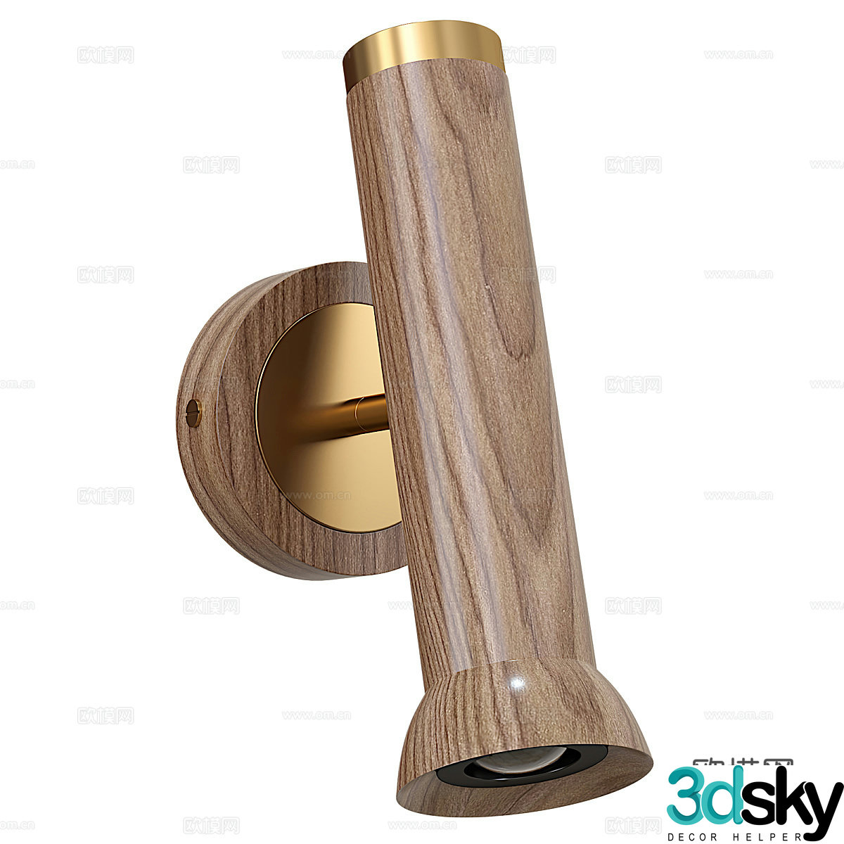 Modern Italian light luxury wooden wall lamp 3D model