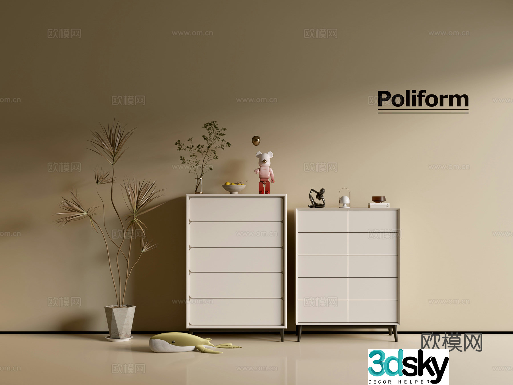 Modern cream wind chest of cabinet ins wind minimalist wind cabinet whole cabinet sideboard balcony cabinet 3d model