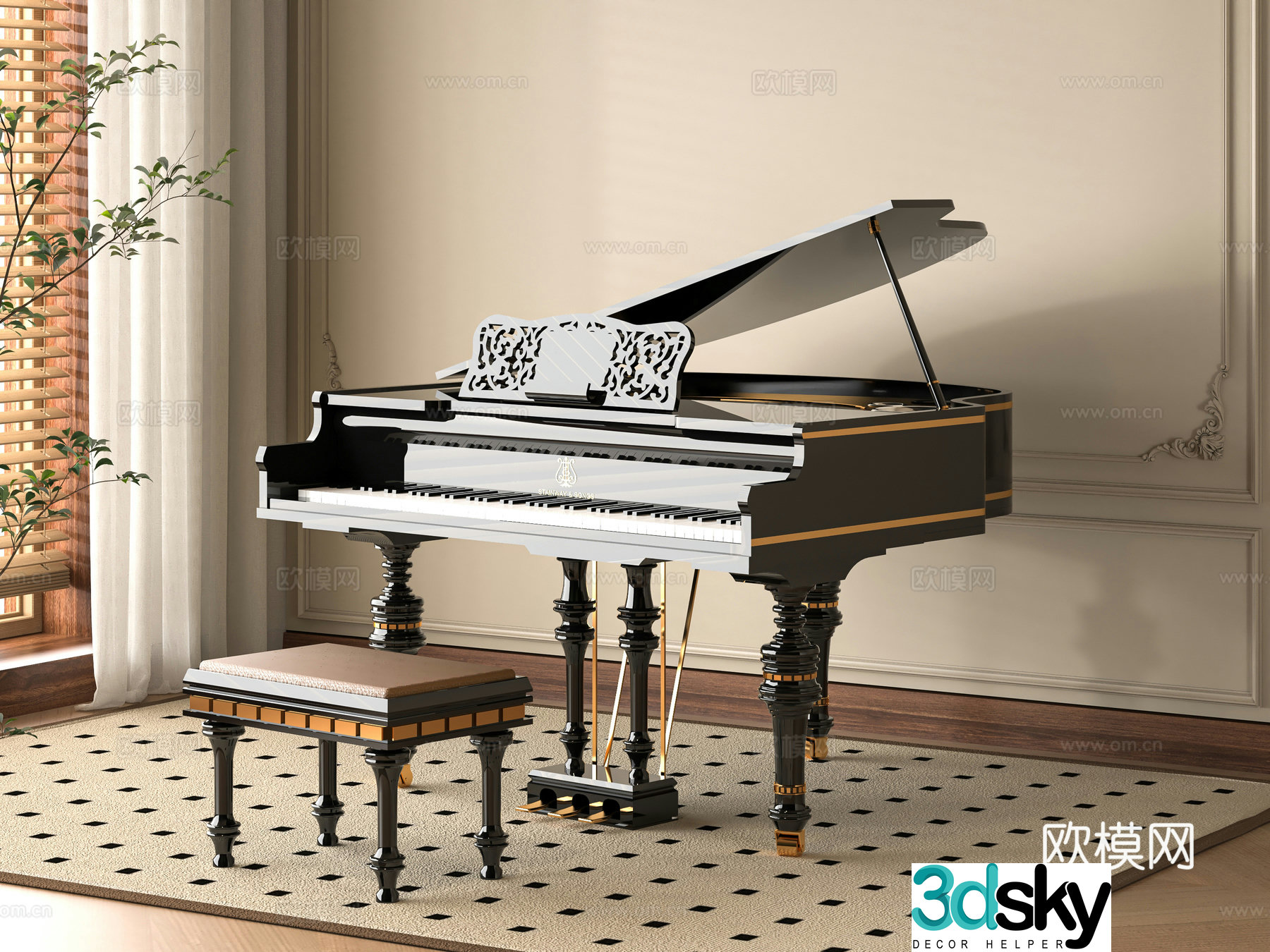 modern piano 3d model