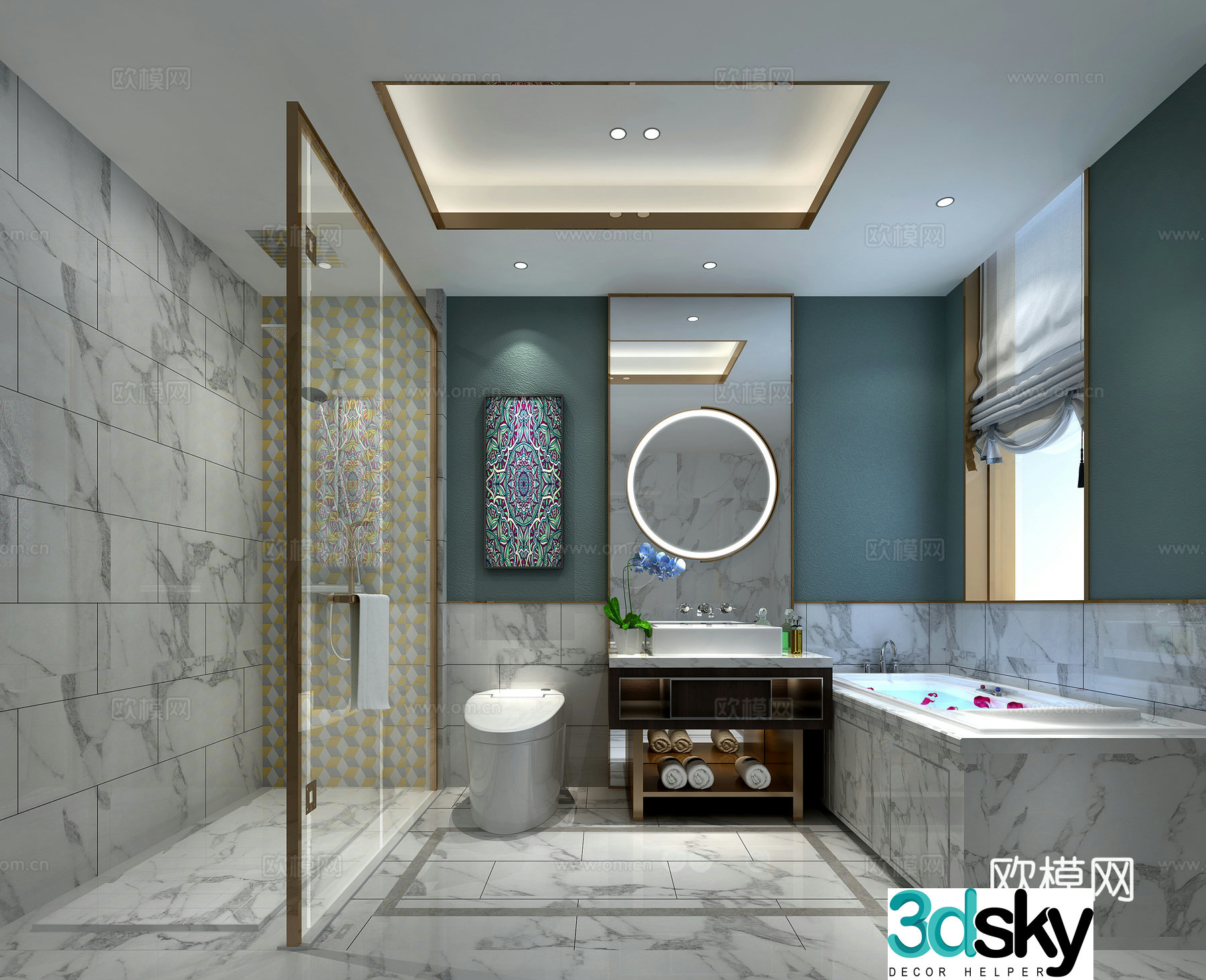 Model room bathroom sink bathtub roller shutter 3d model