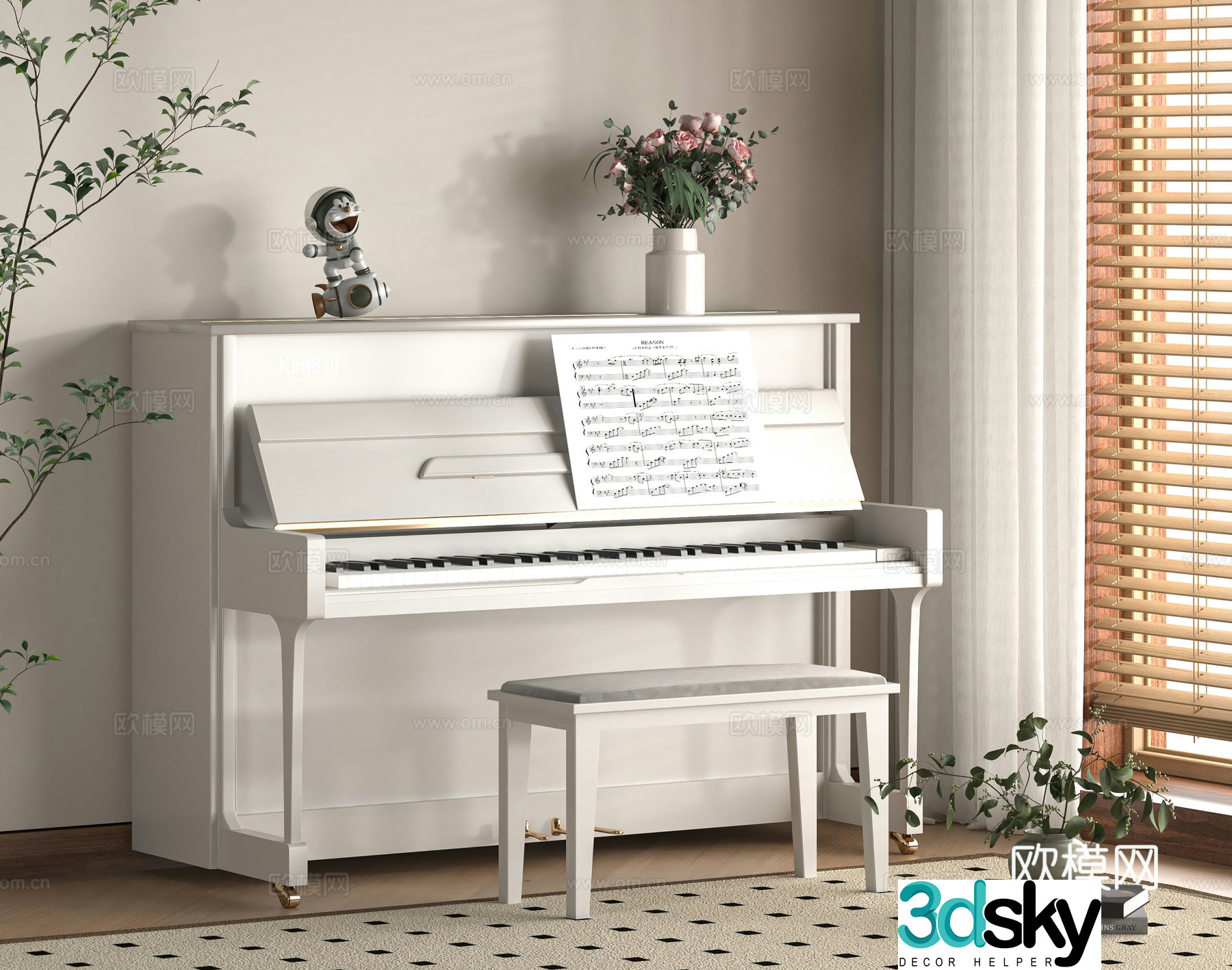 modern piano 3d model