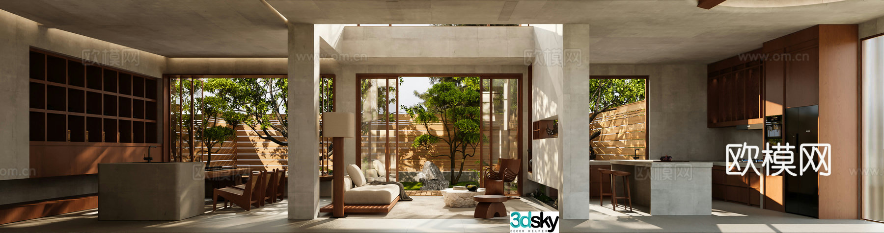 Wasabi Wind Villa Living Restaurant Log Style Home Living Restaurant Japanese Home Living Restaurant 3D Model