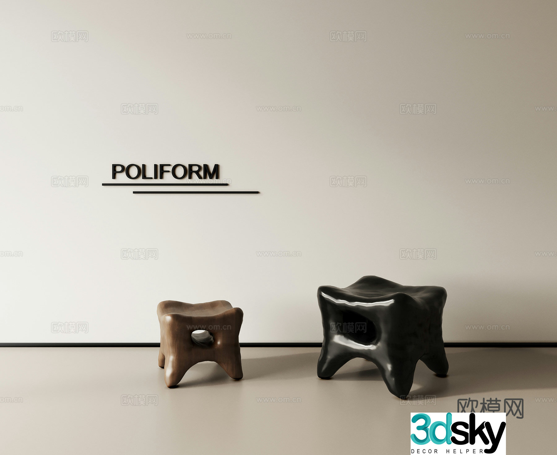3D model of stool side