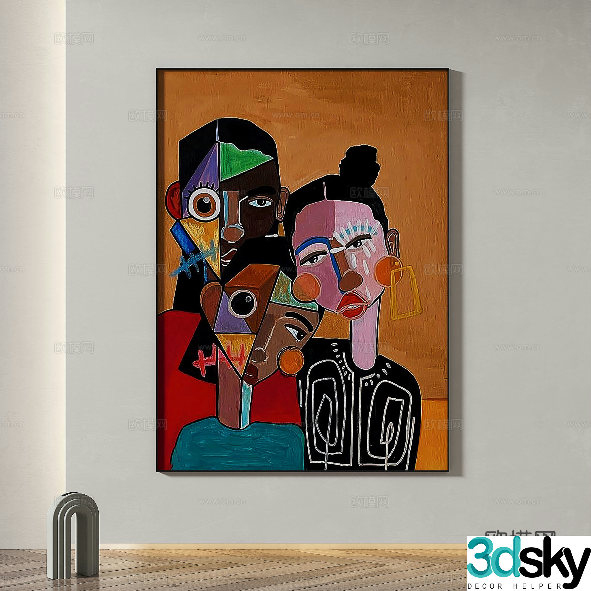 Modern minimalist abstract decorative painting 3d model