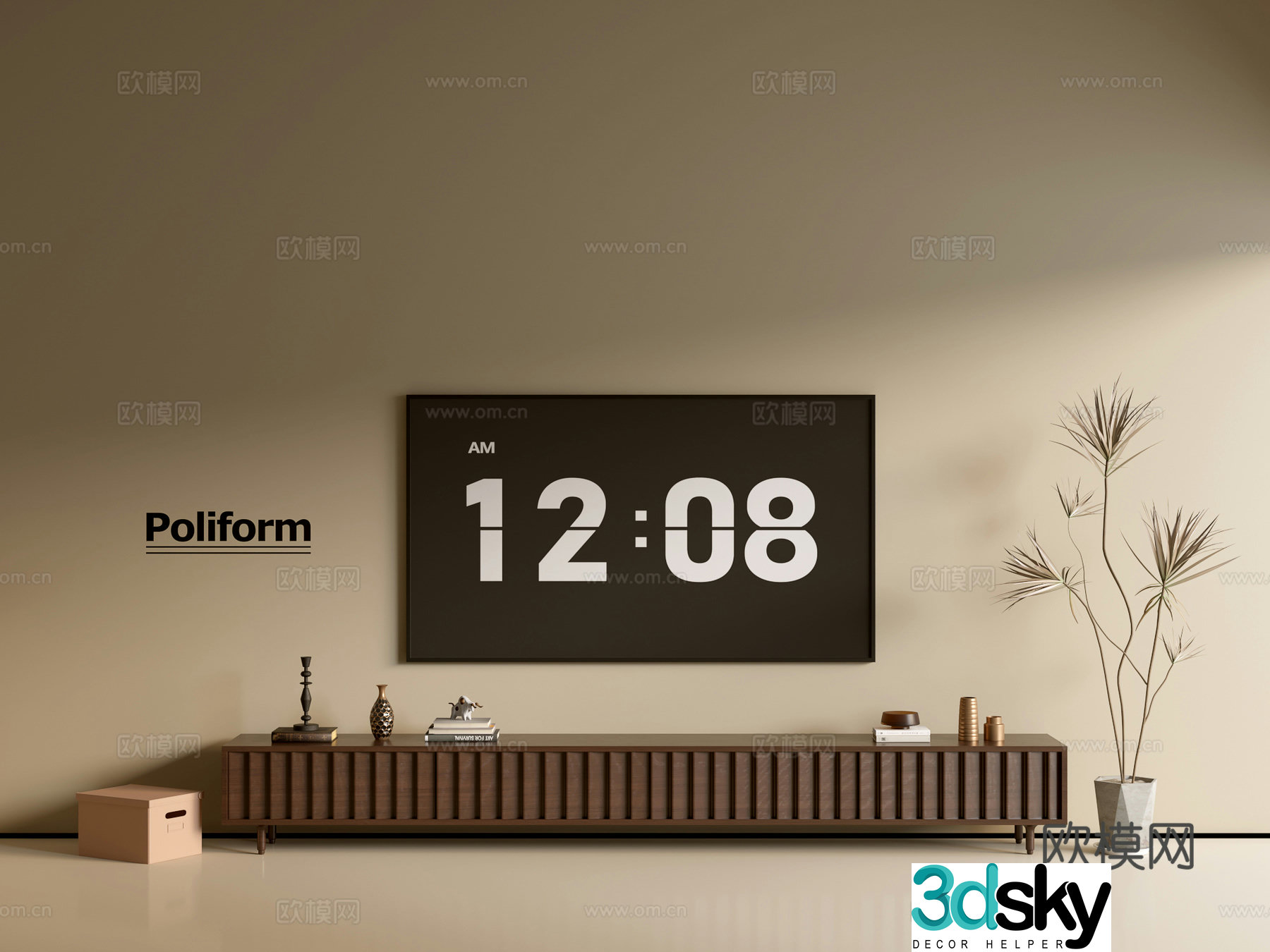 Modern wood grain TV cabinet simple side cabinet chest of drawers low cabinet whole cabinet side cabinet balcony 3D model