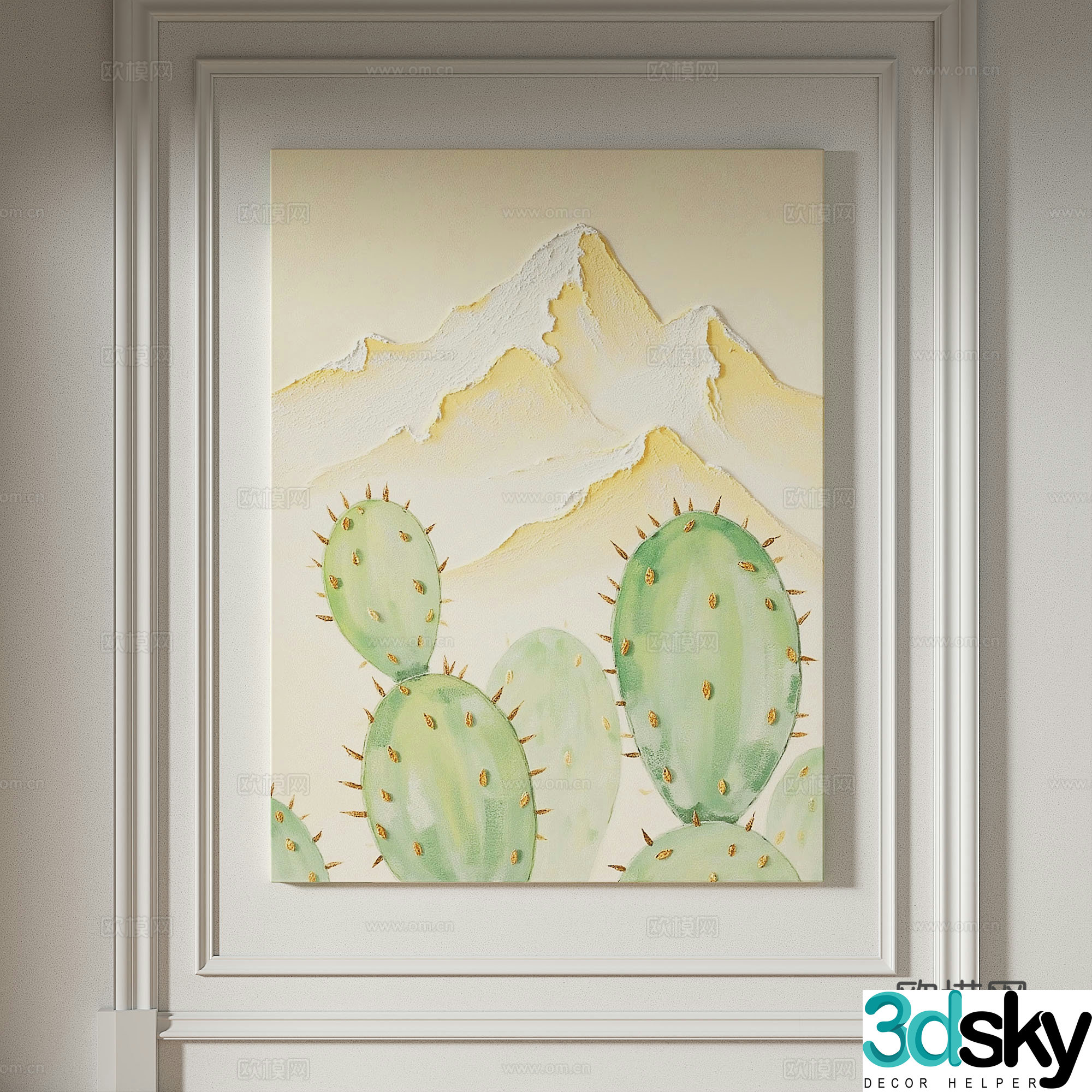 Modern simple texture abstract light luxury wasabi three-dimensional decorative painting 3d model
