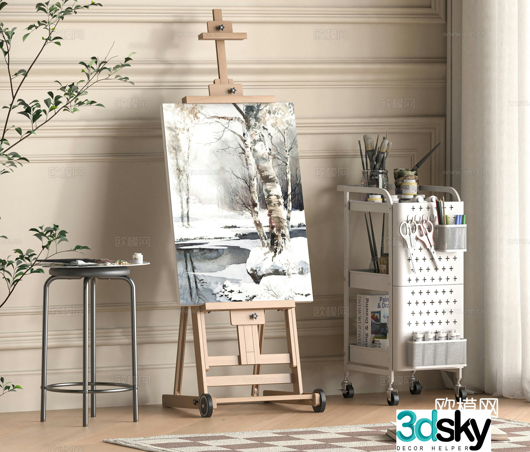 Modern easel 3d model