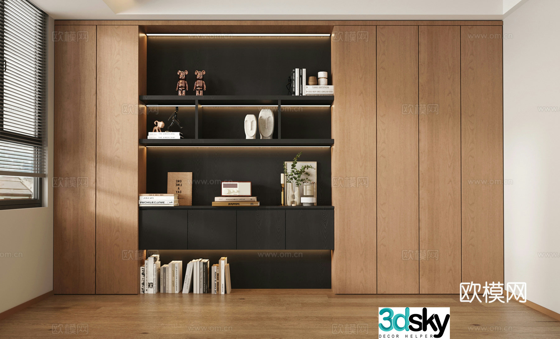 Middle-aged bookcase office bookcase full wall bookcase study bookcase adult solid wood 3D model