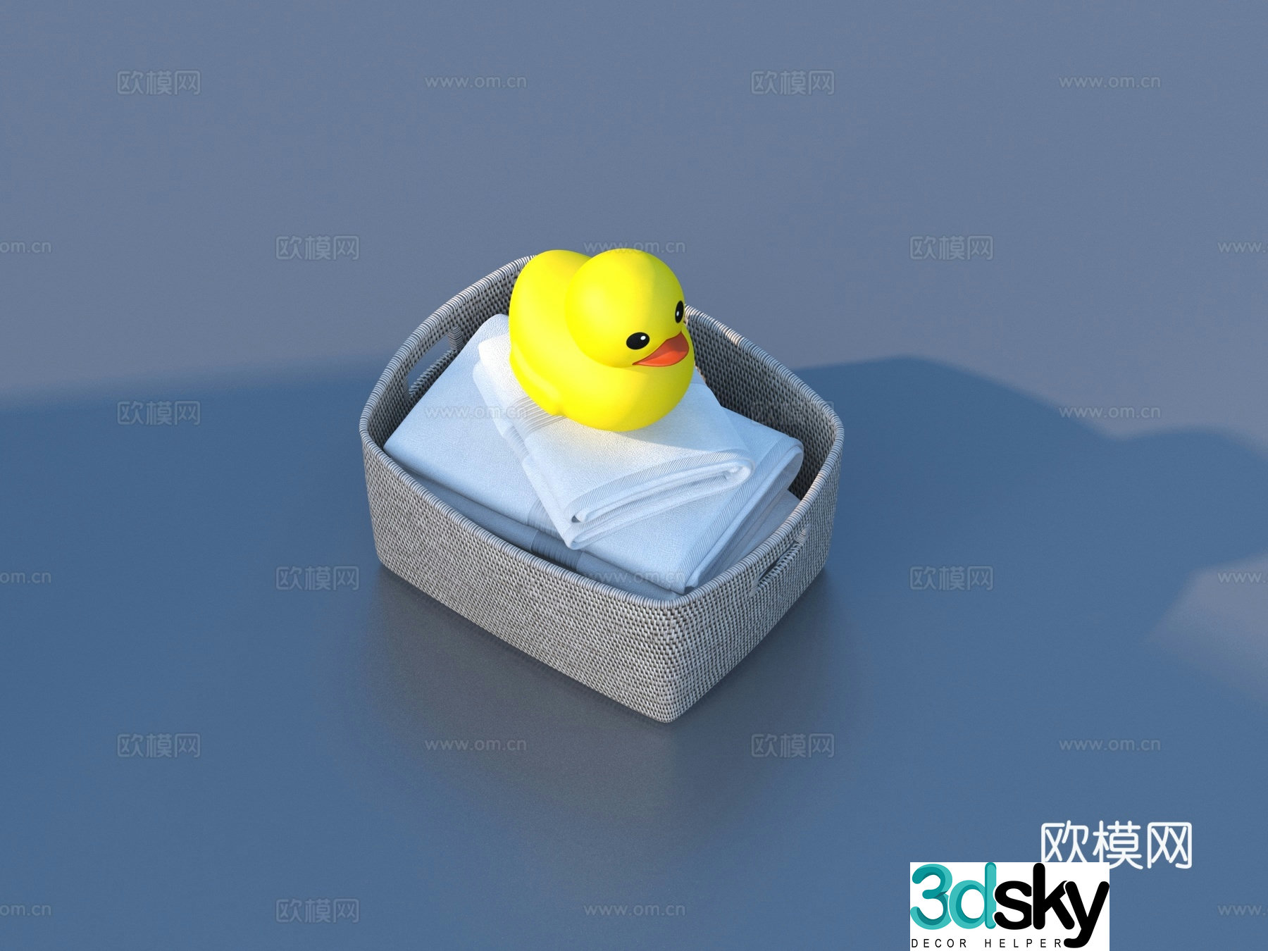 Storage basket towel little yellow duck 3d model