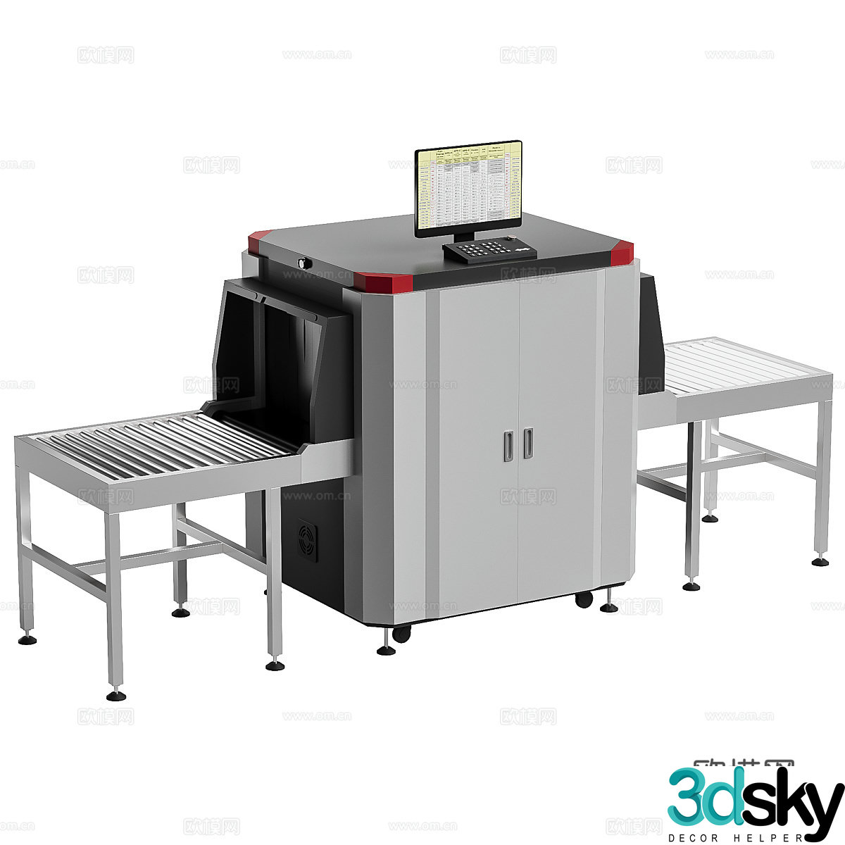 Modern security x-ray luggage scanner detector 3d model