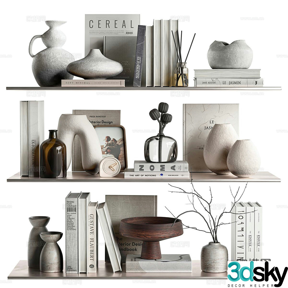 Modern decorative ornaments Books Vases Flower Art Decorative Coffee Table Ornaments Wall Decoration 3D Model