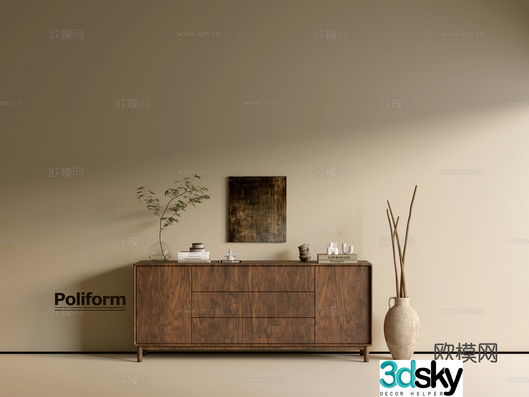 Modern wood grain cabinet ins wind minimalist wind cabinet whole cabinet sideboard balcony cabinet storage 3D model