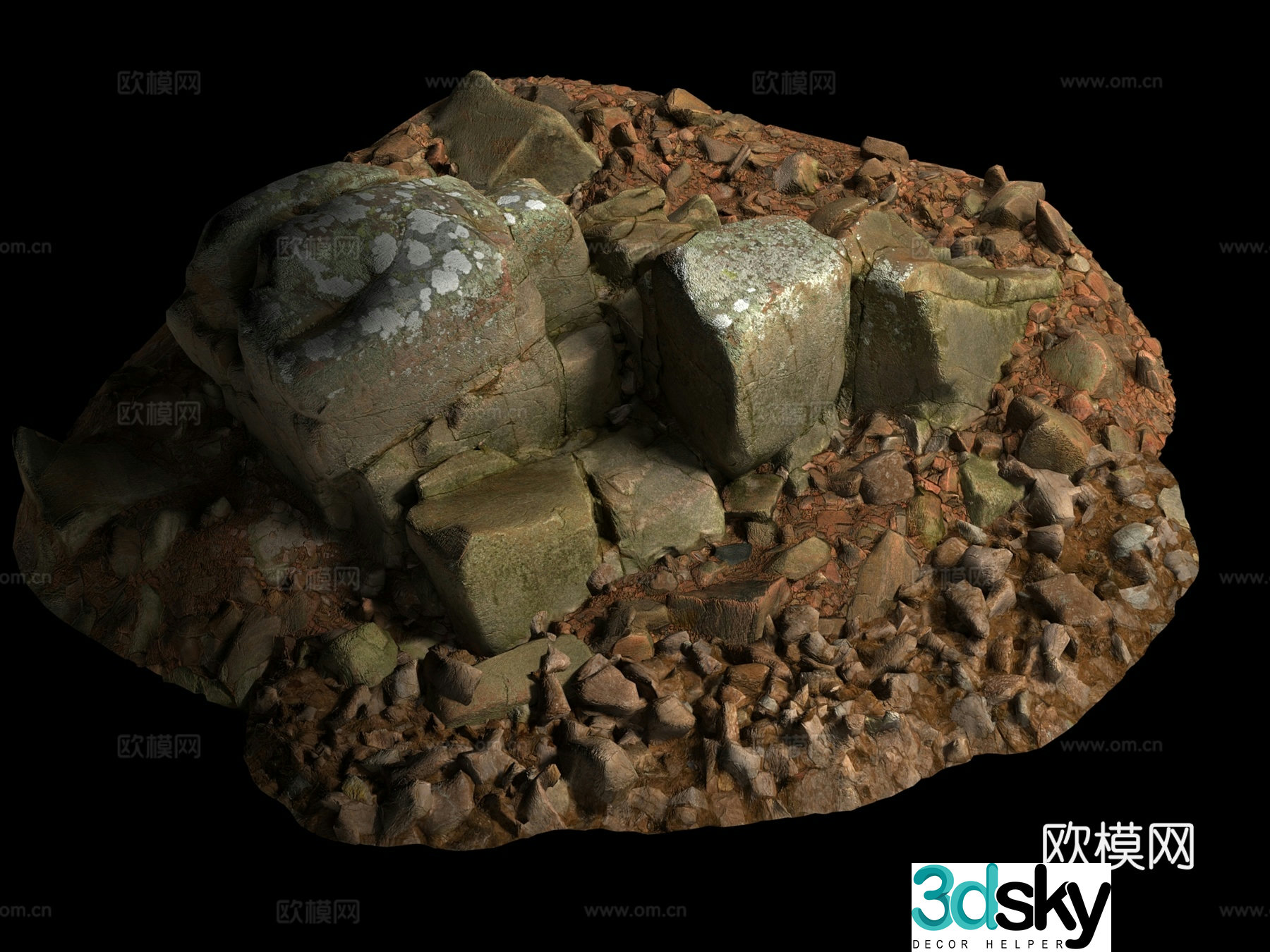 stone rock stone pile 3d model