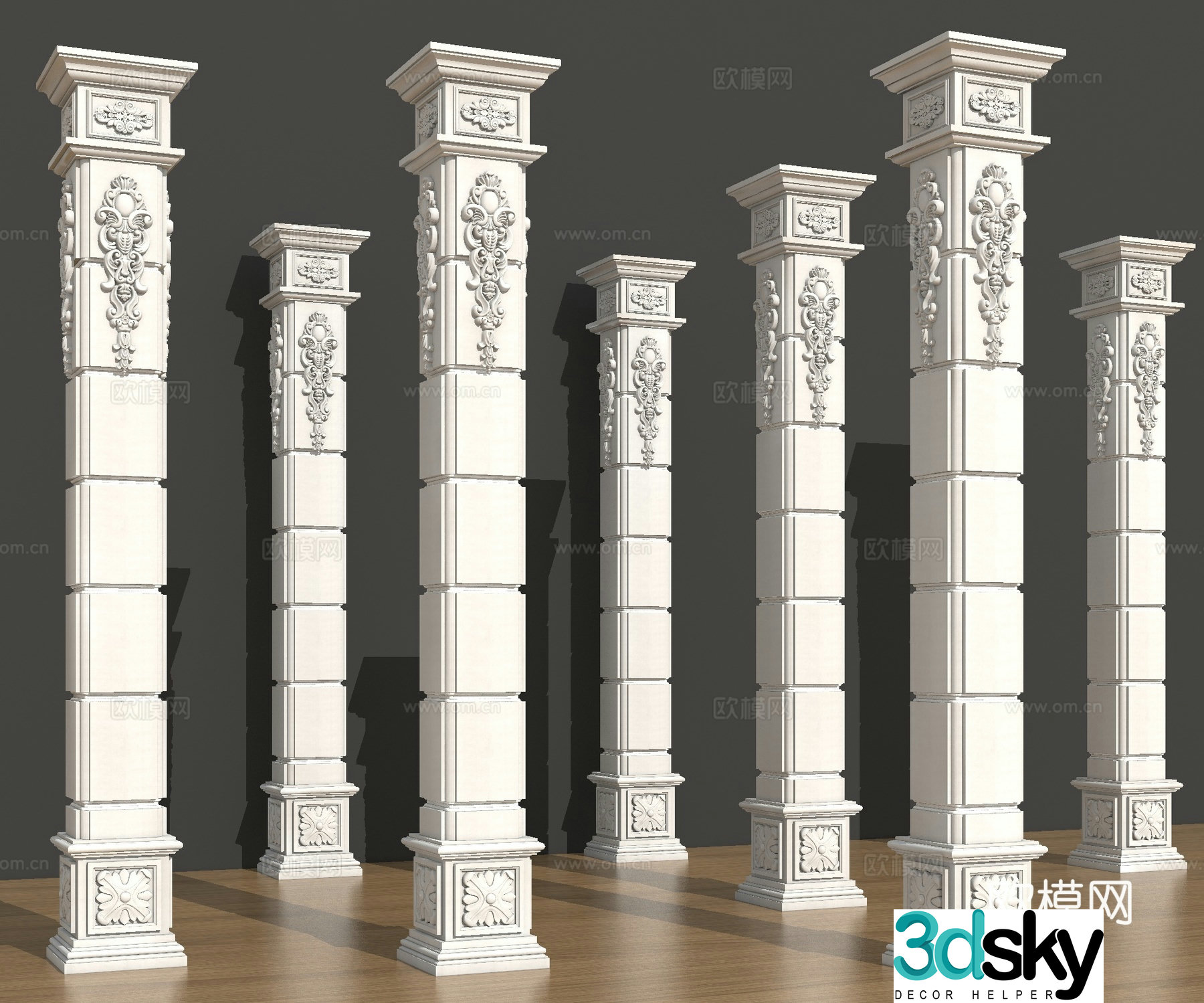 European columns angle columns Roman columns 3D model
