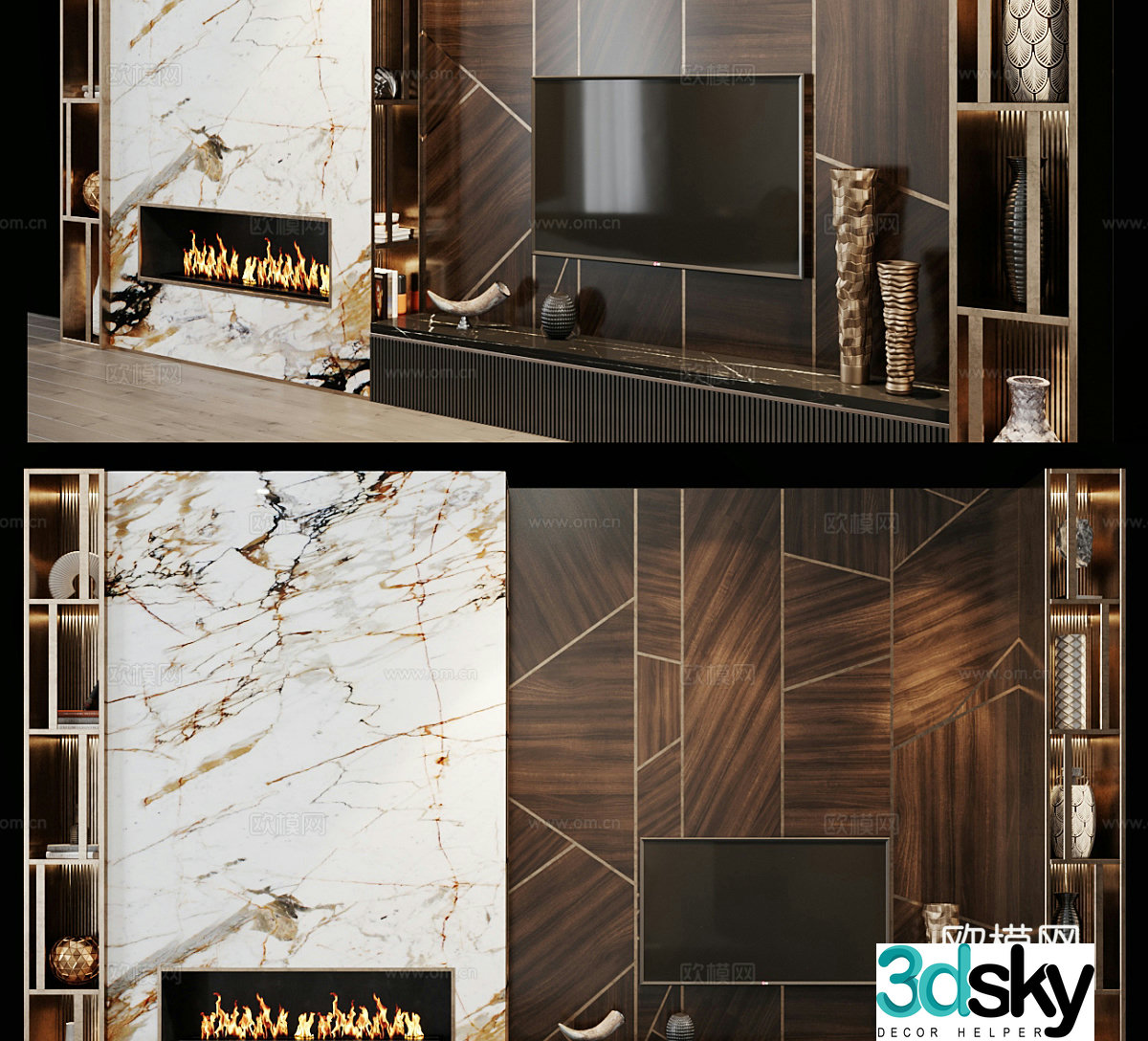 Light luxury background wall TV background wall TV background cabinet 3d model