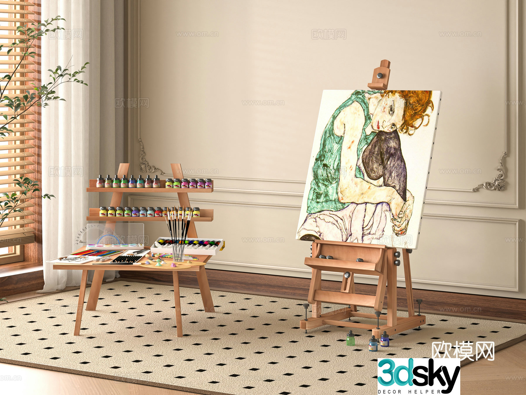 Modern easel 3d model